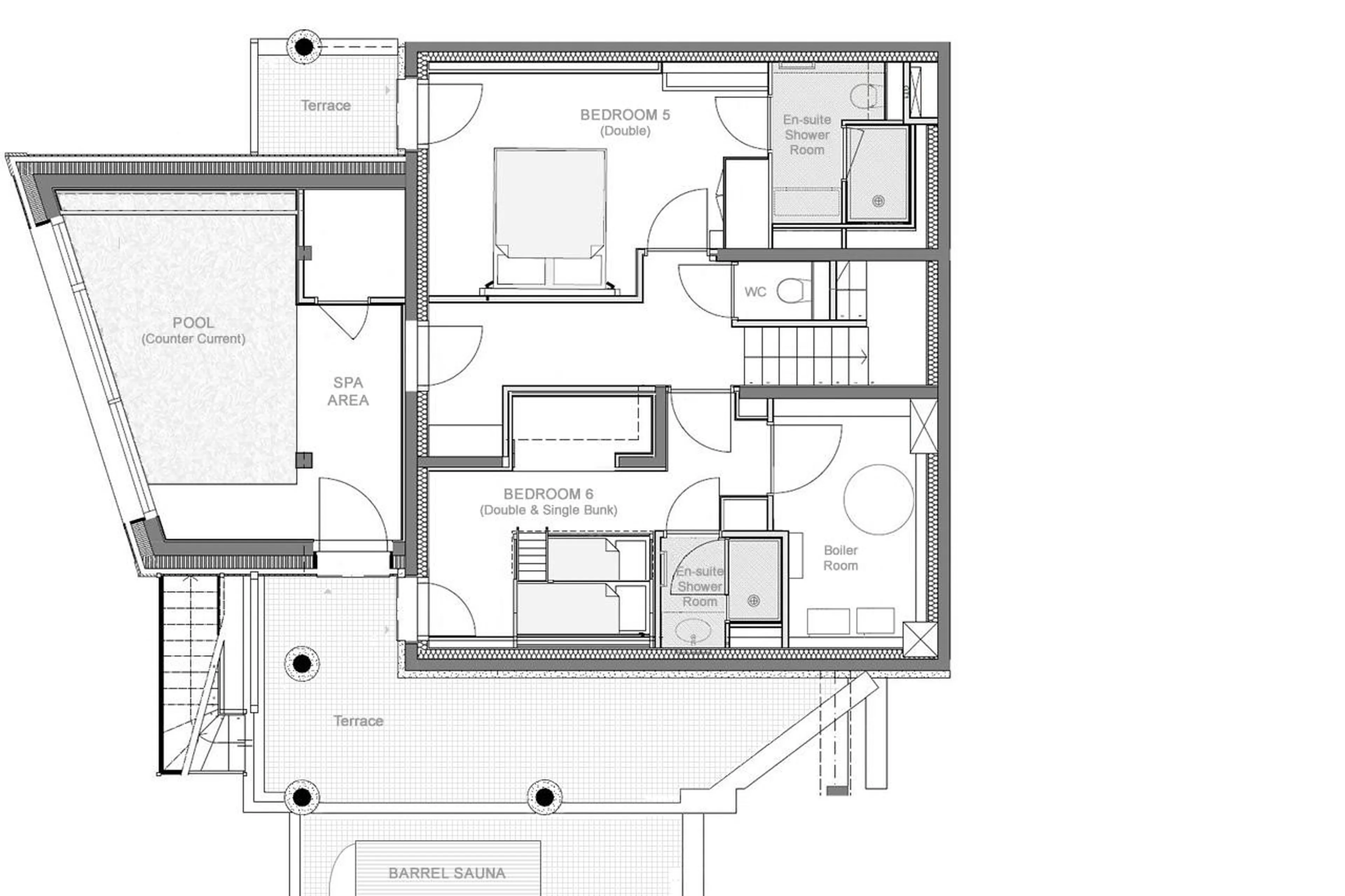 Level -2 floor plan of Chalet Les Sources de la Davie in Tignes