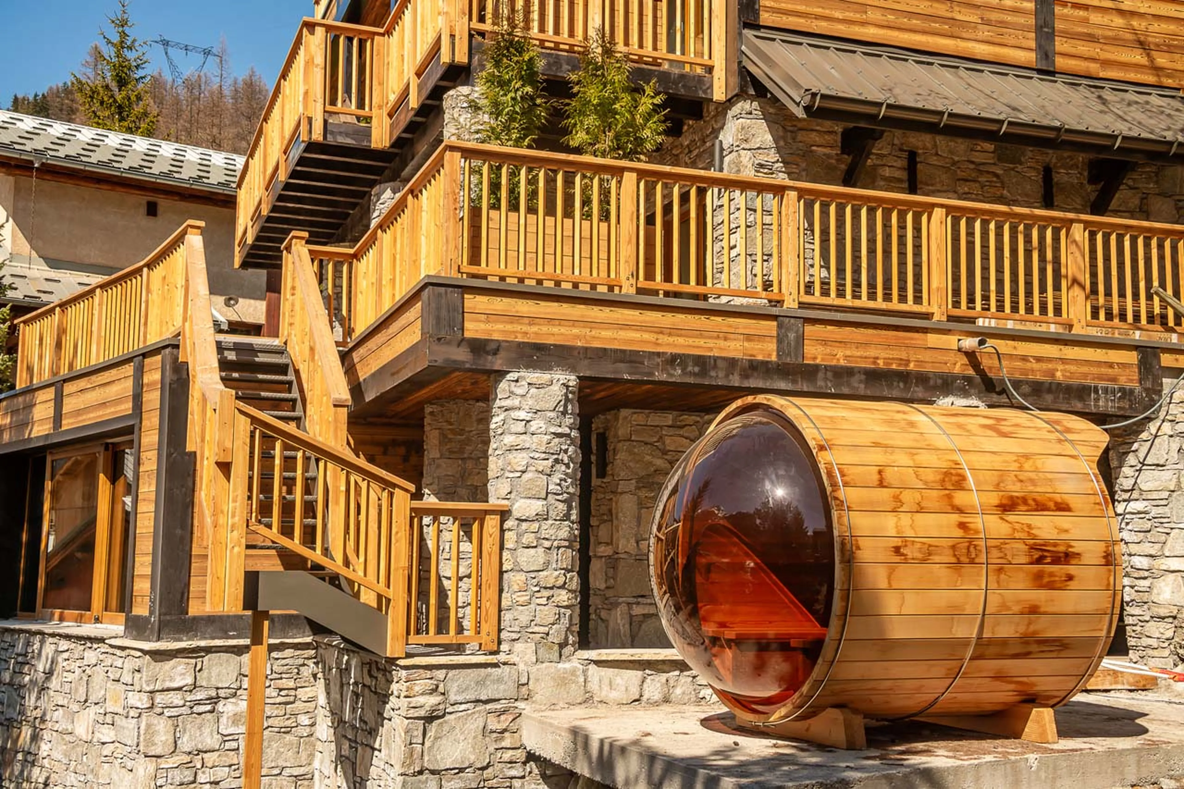 Barrel sauna in Chalet Les Sources de la Davie, Tignes