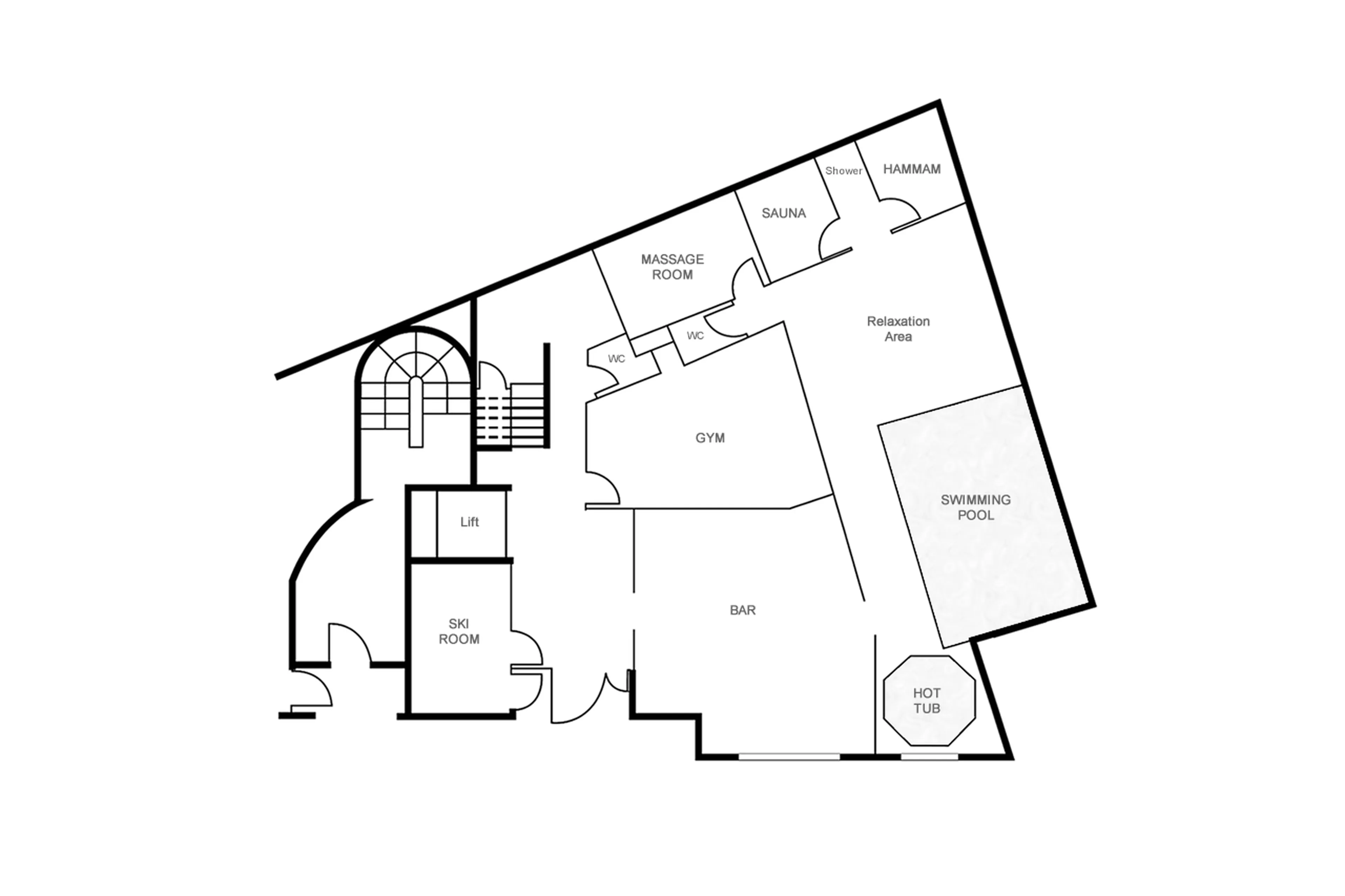 Level 0 floor plan of Chalet Lhotse in Val d’ Isere