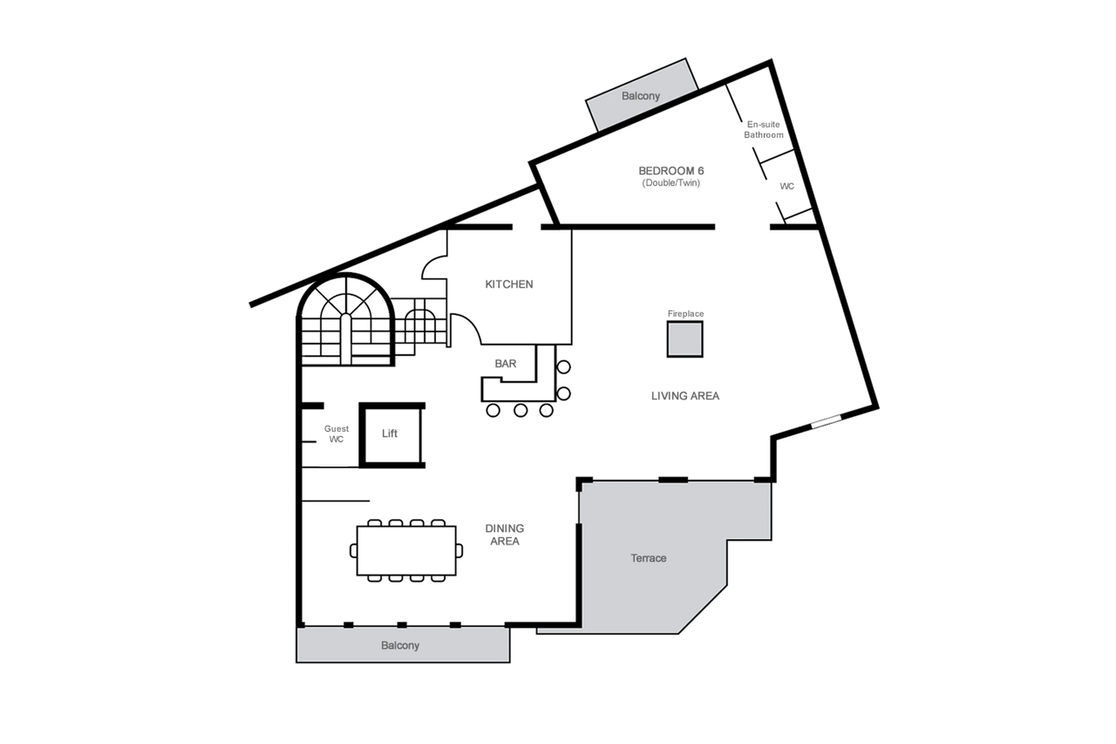 Level 2 floor plan of Chalet Lhotse in Val d’ Isere