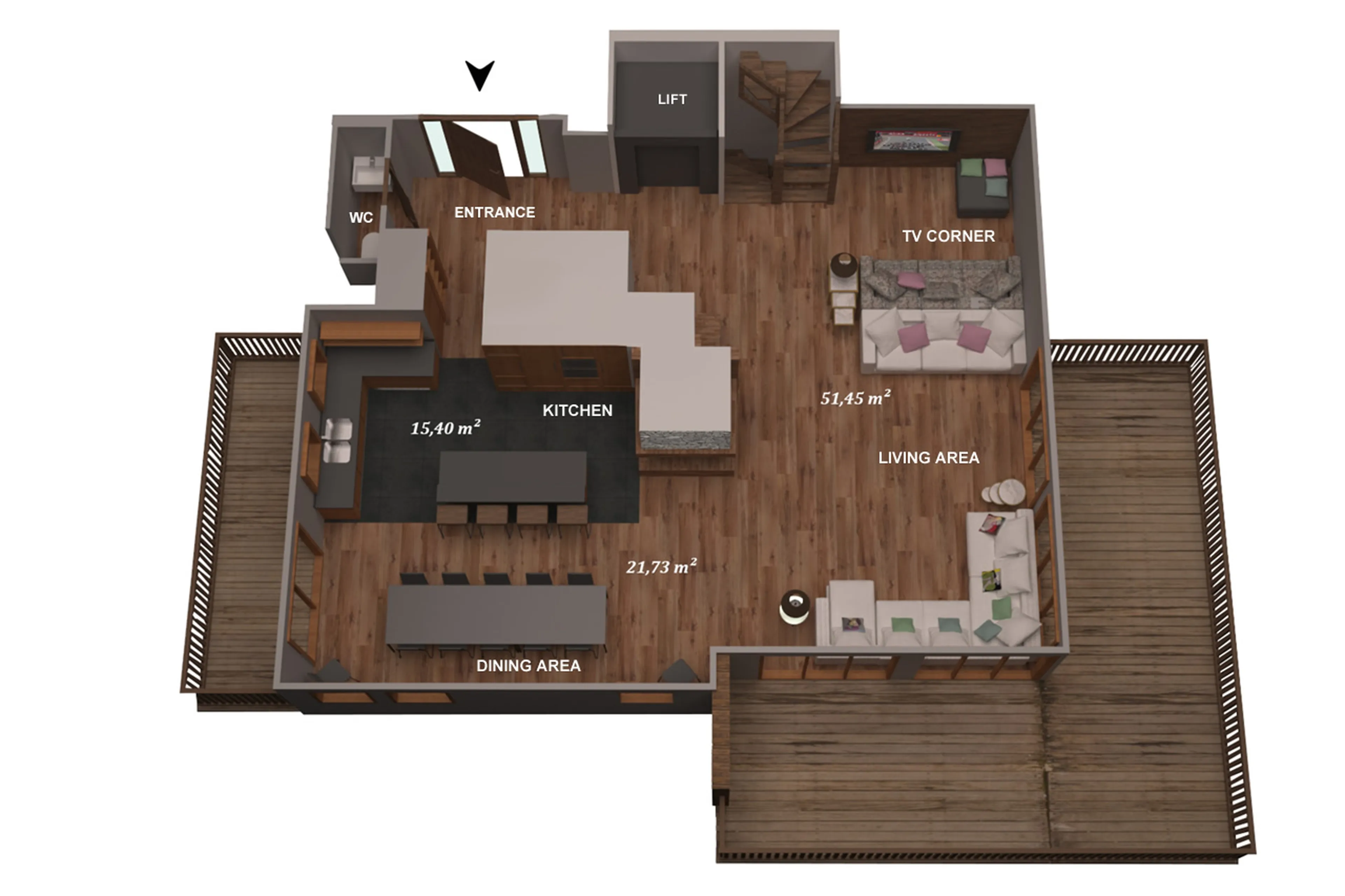 Level 2 floor plan of Chalet Libellule in Courchevel 1650