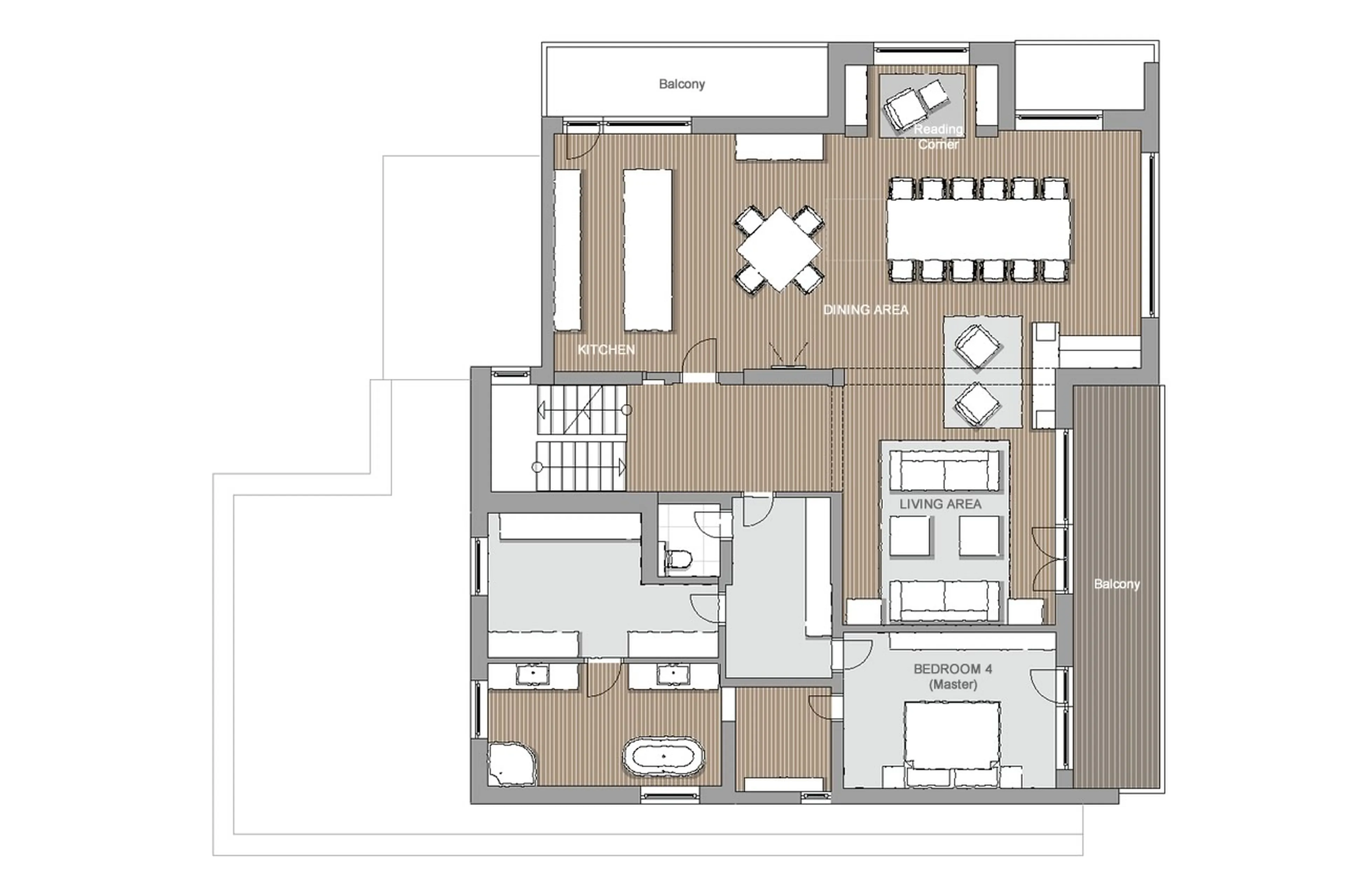 Level 1 floor plan of Chalet Lilly in Lech