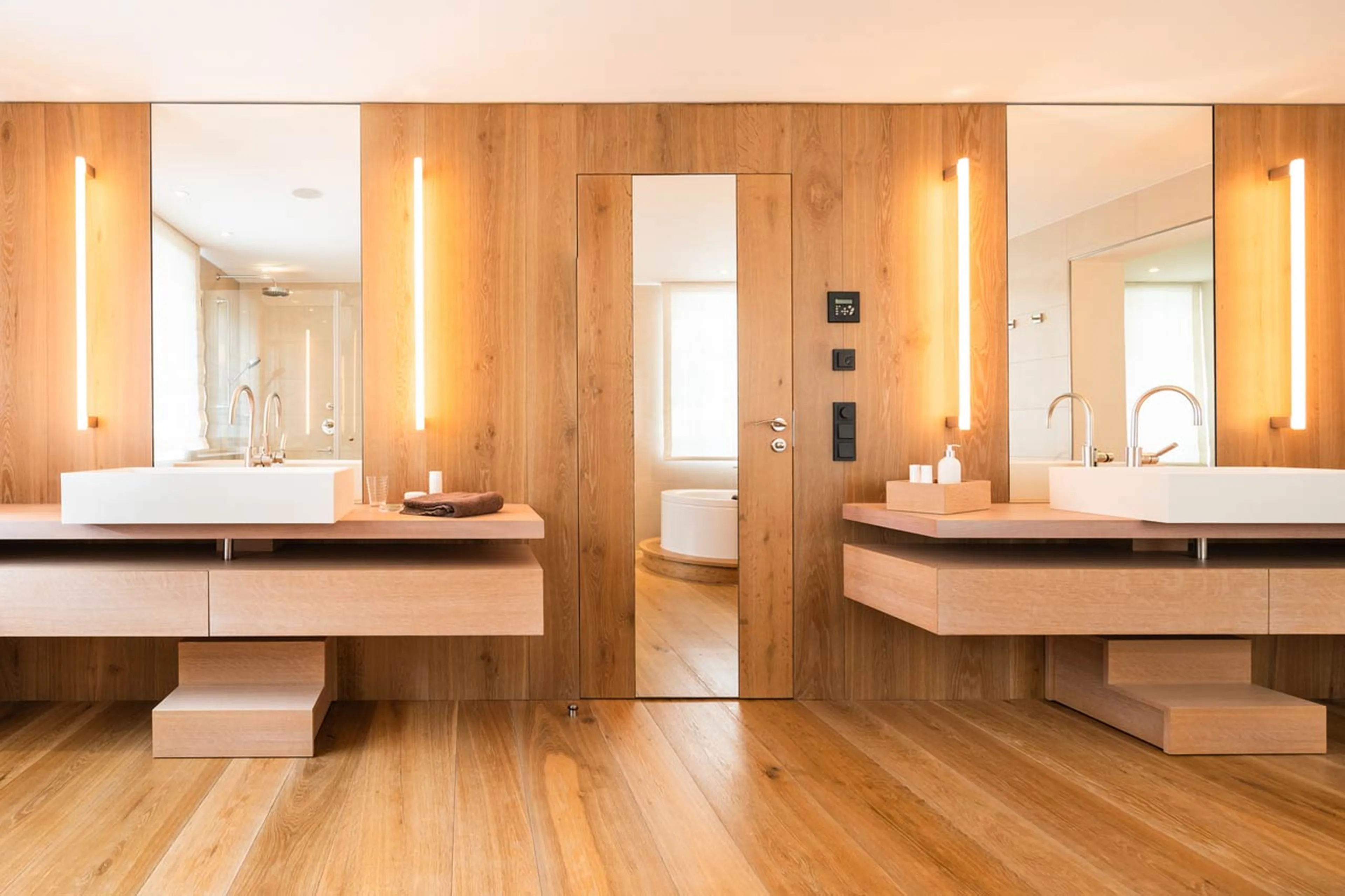 Basins in master bathroom at Chalet Lilly in Zug