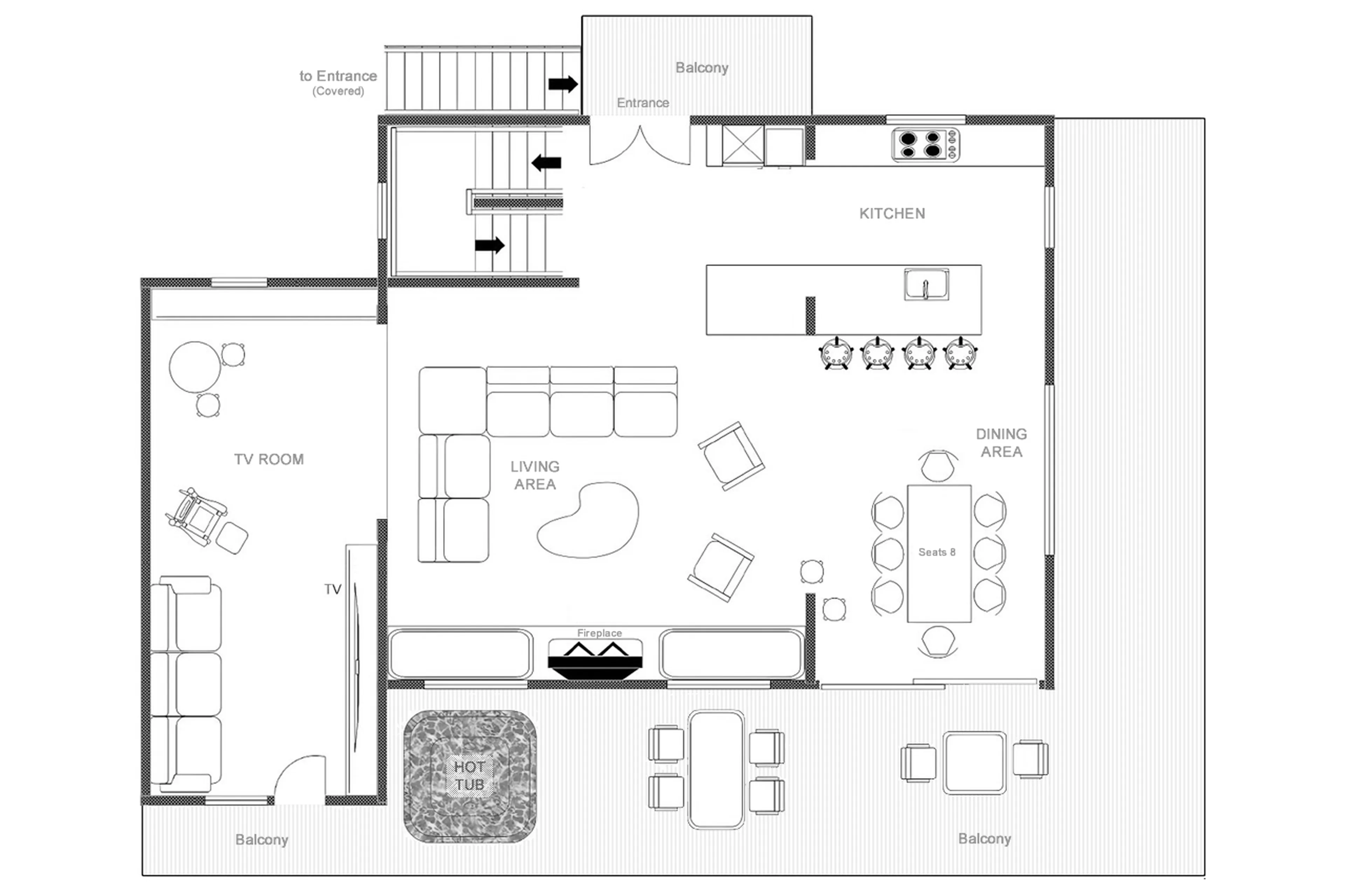 Level 1 floor plan of Chalet  L'Orchidée in Meribel