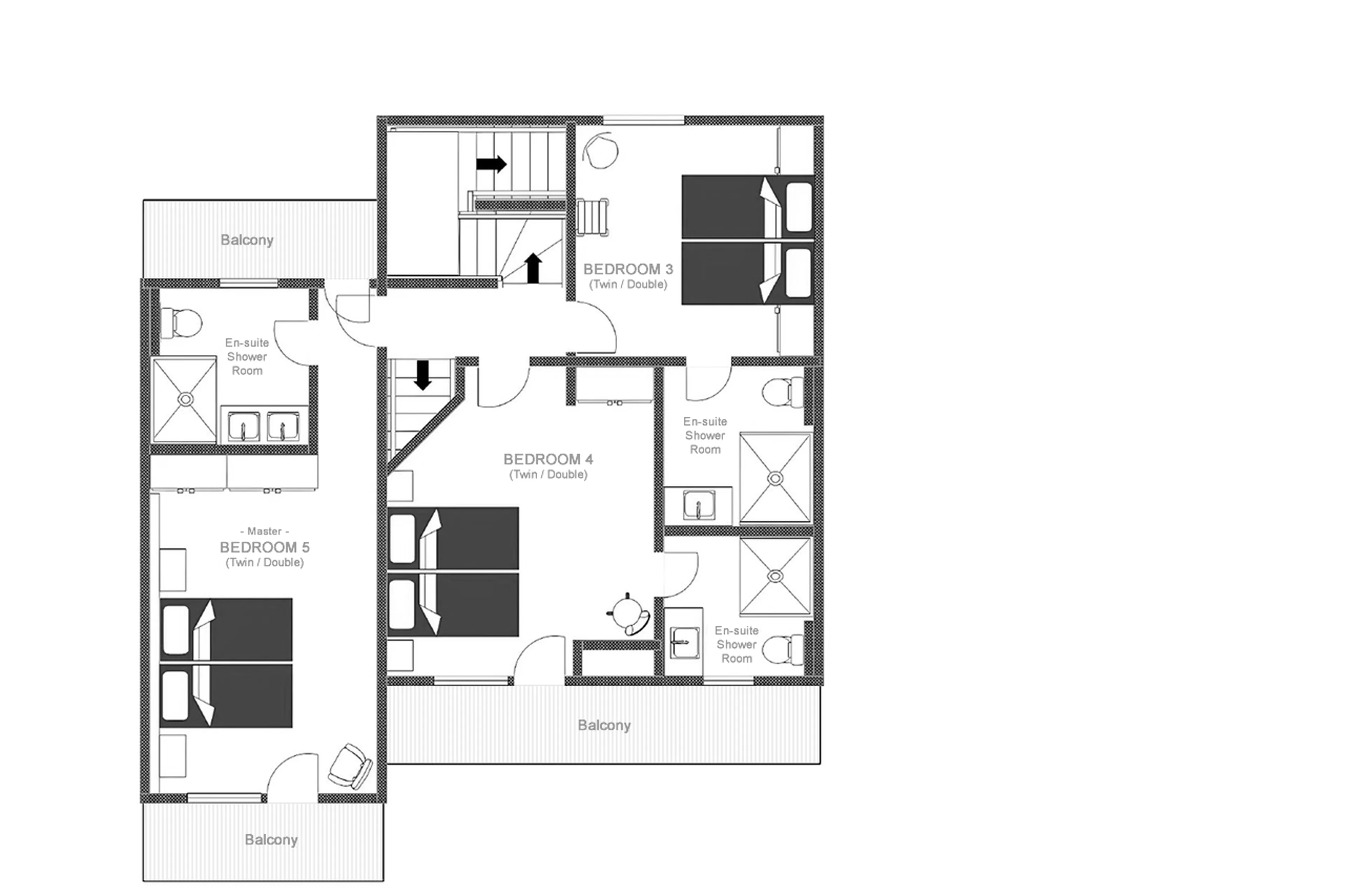 Level 2 floor plan of Chalet  L'Orchidée in Meribel