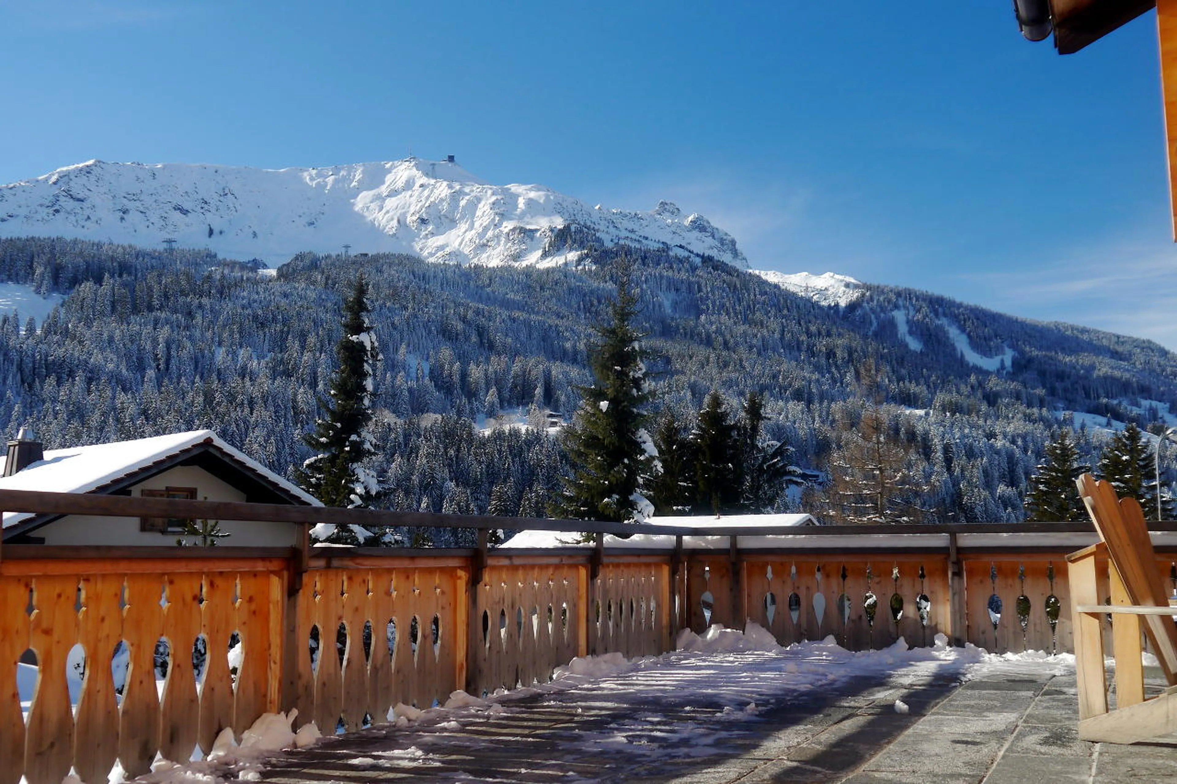 Large terrace of Chalet Luegisland in Klosters