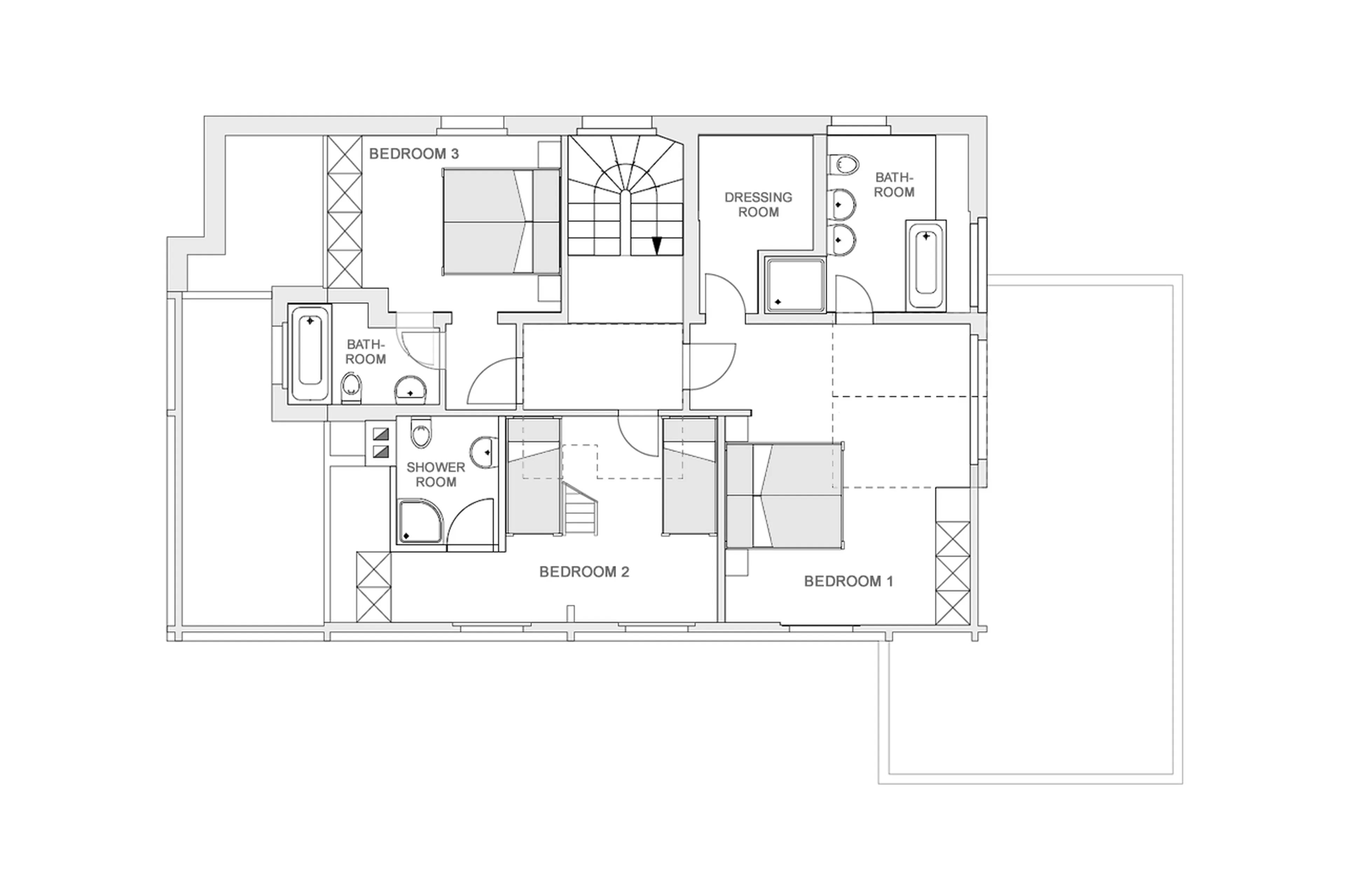 Level 2 floor plan of Chalet Leugisland in Klosters