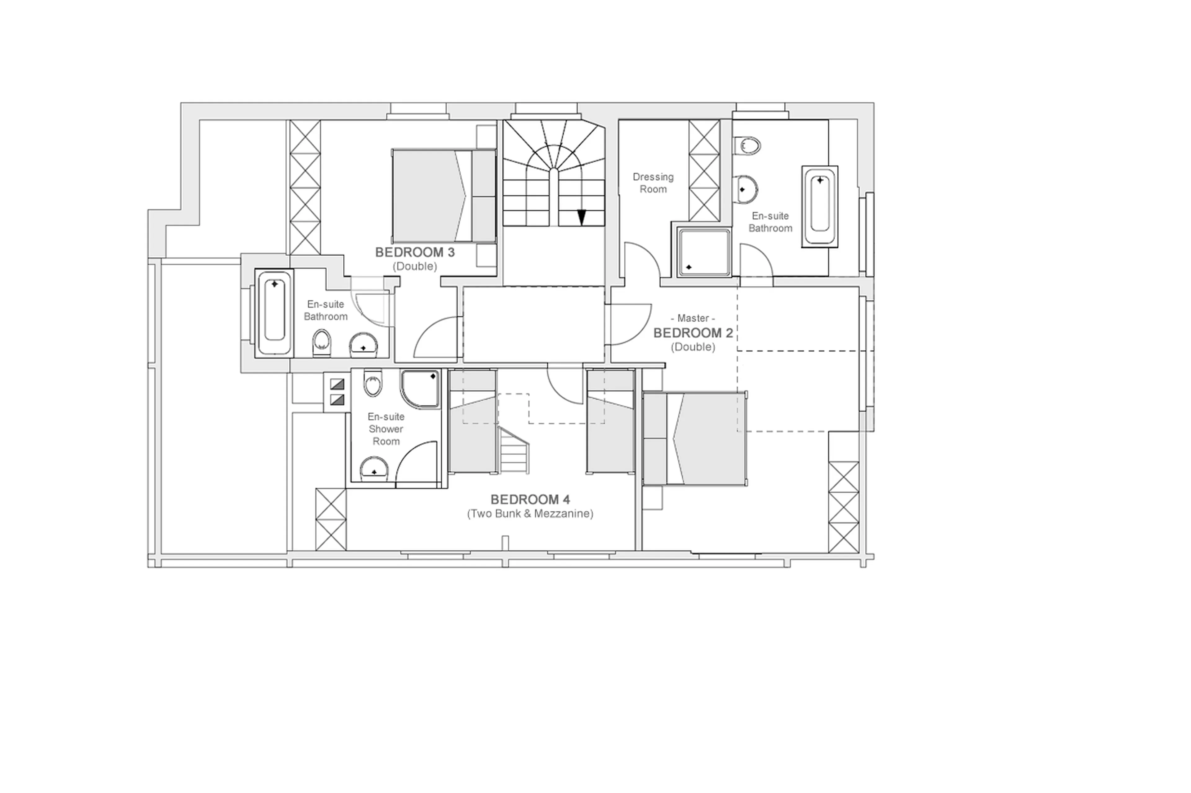 Level 2 floor plan of Chalet Leugisland in Klosters