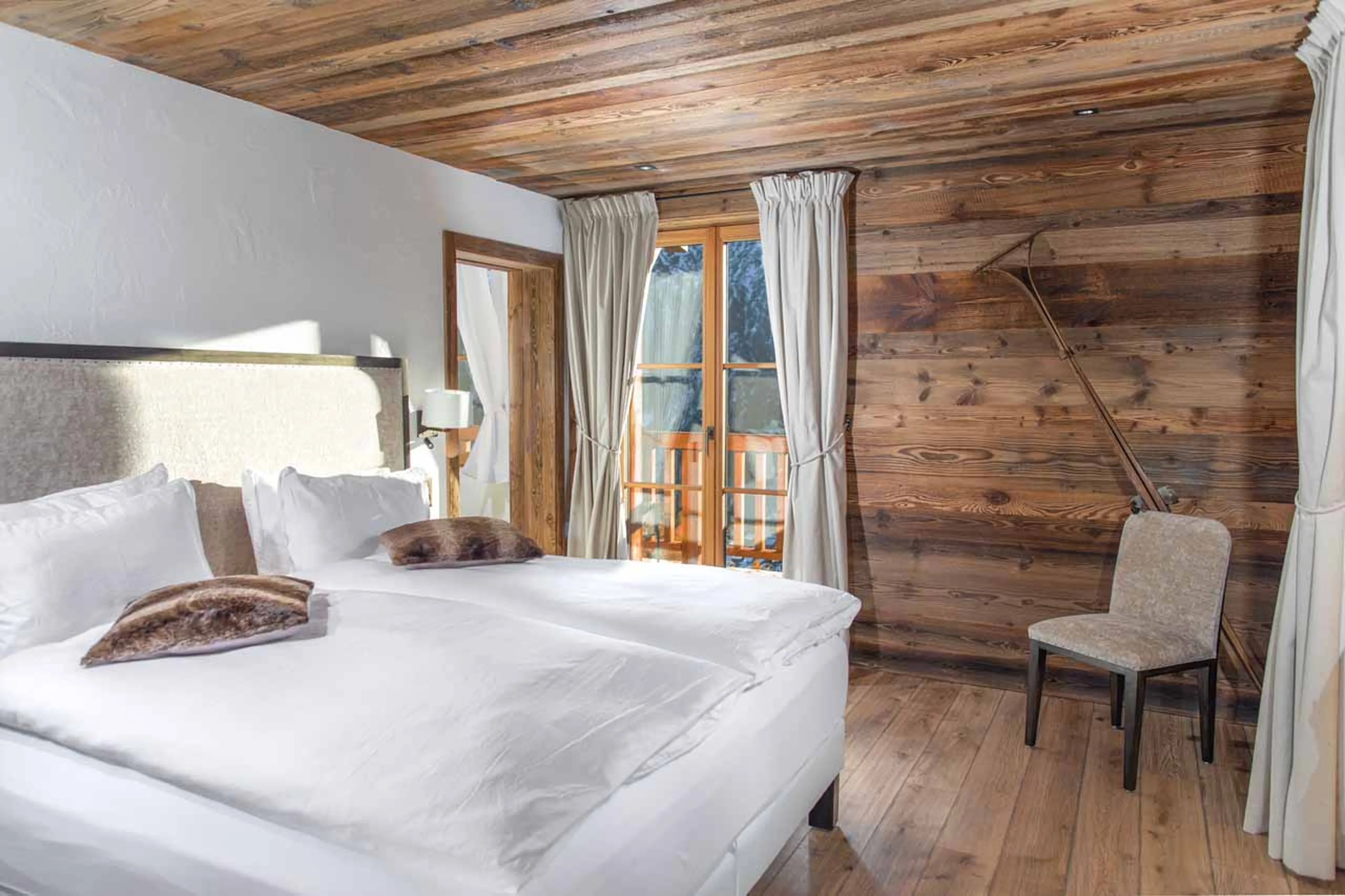 Bedroom two at Chalet Lycka in Saas Fee