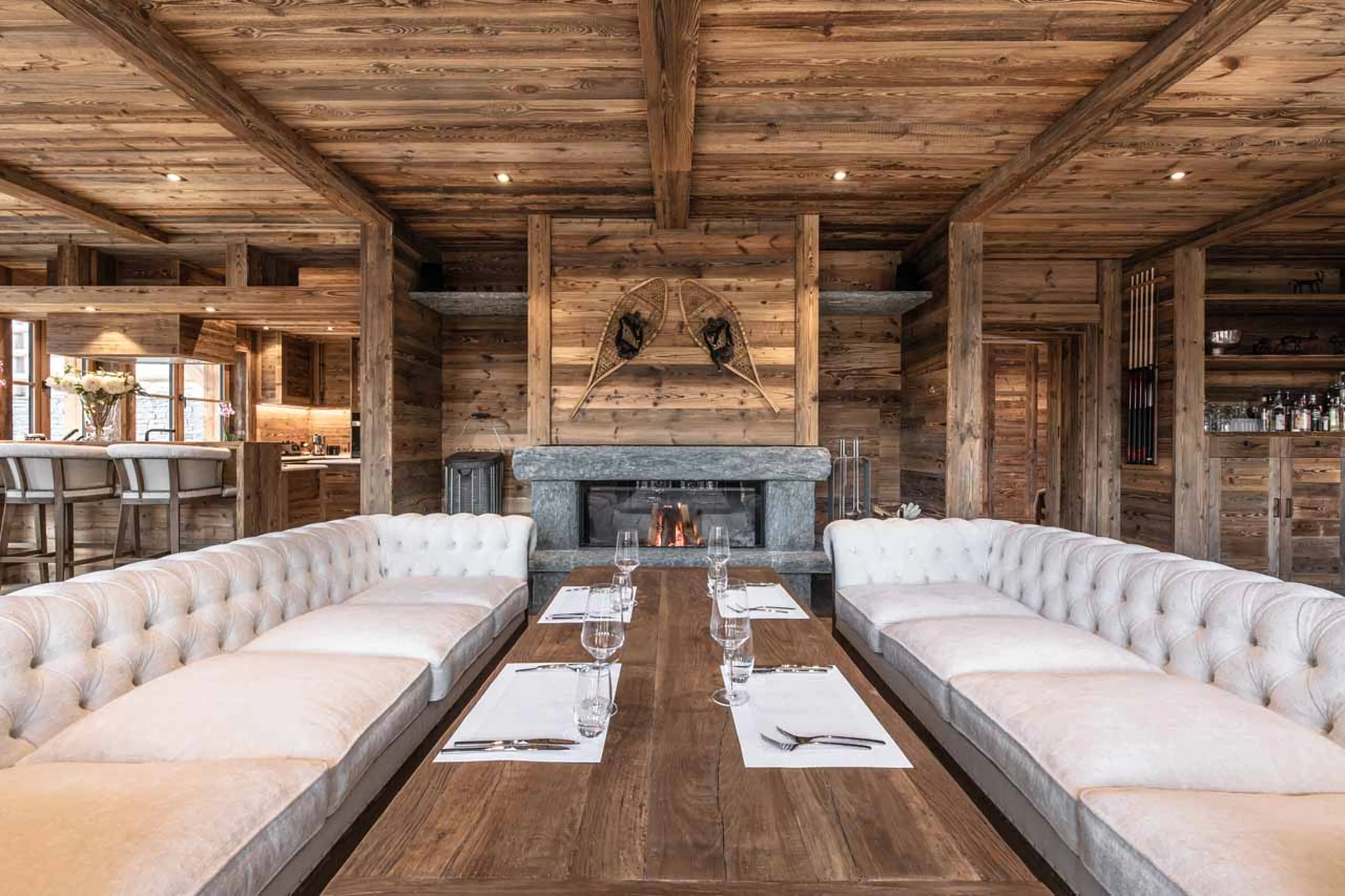 Living area at Chalet Lycka in Saas Fee