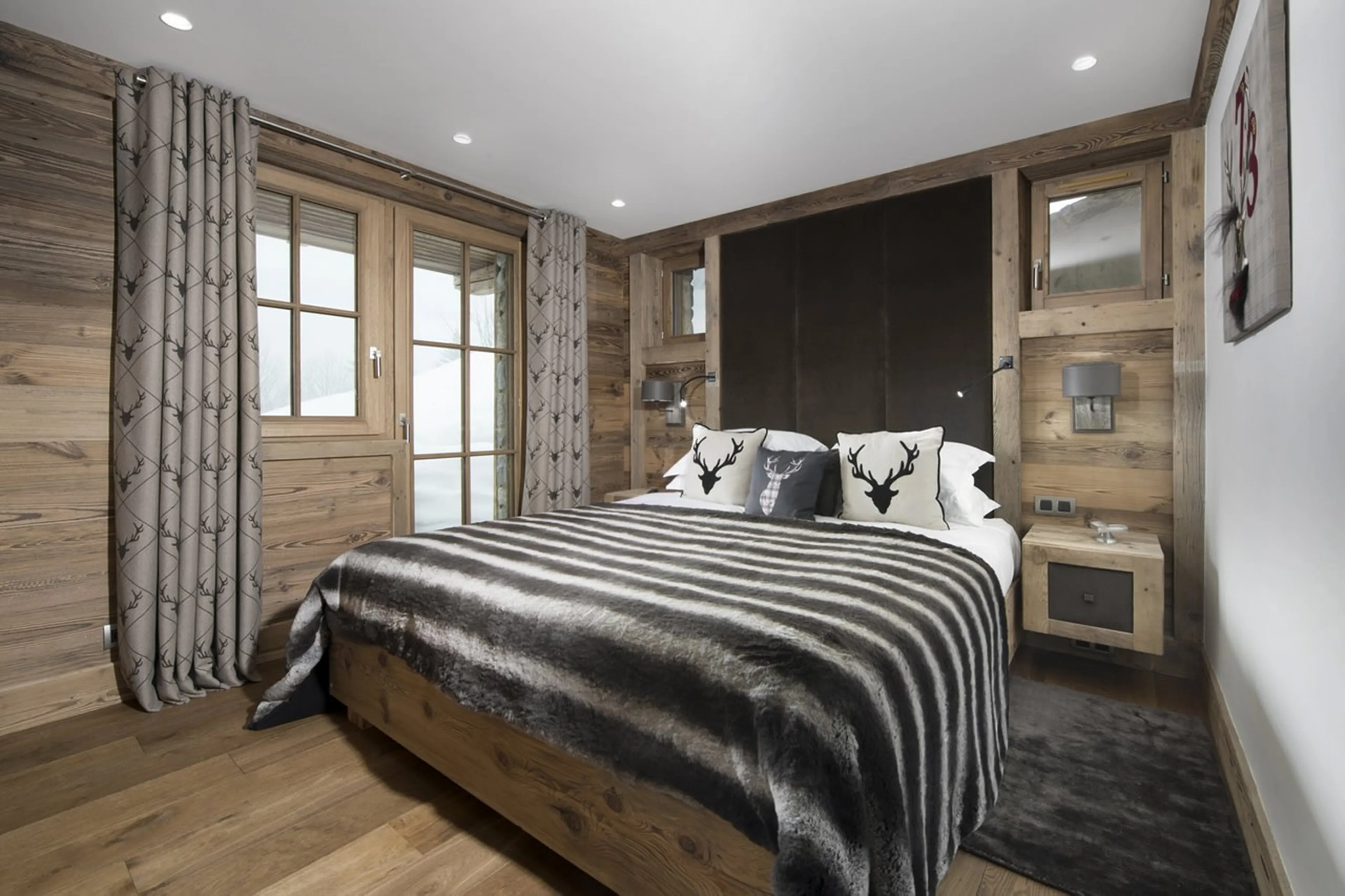 Double en-suite bedroom with terrace access in Chalet M in Courchevel 1550