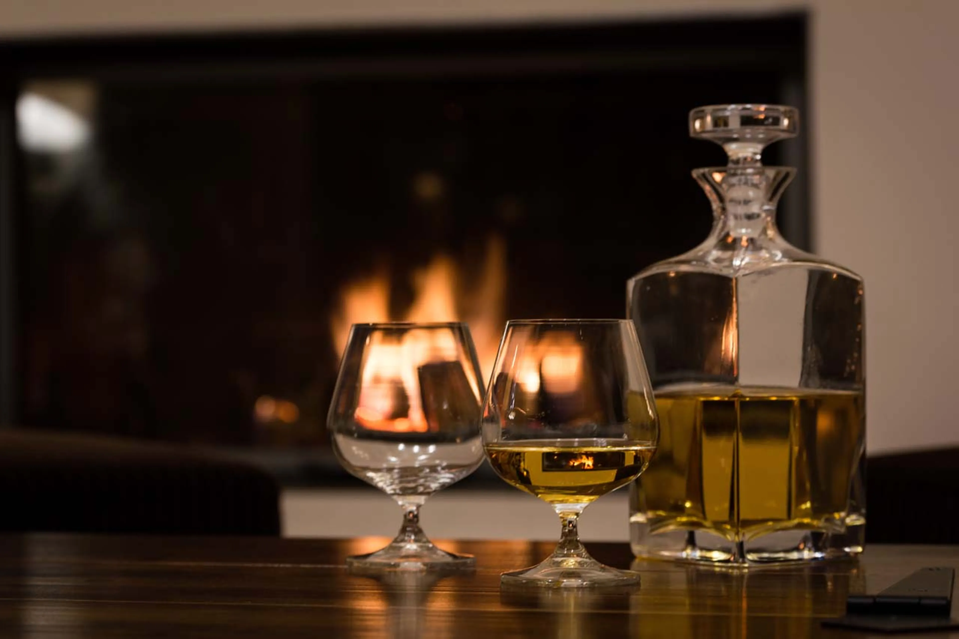 Fireplace in living area at Chalet M in Morzine