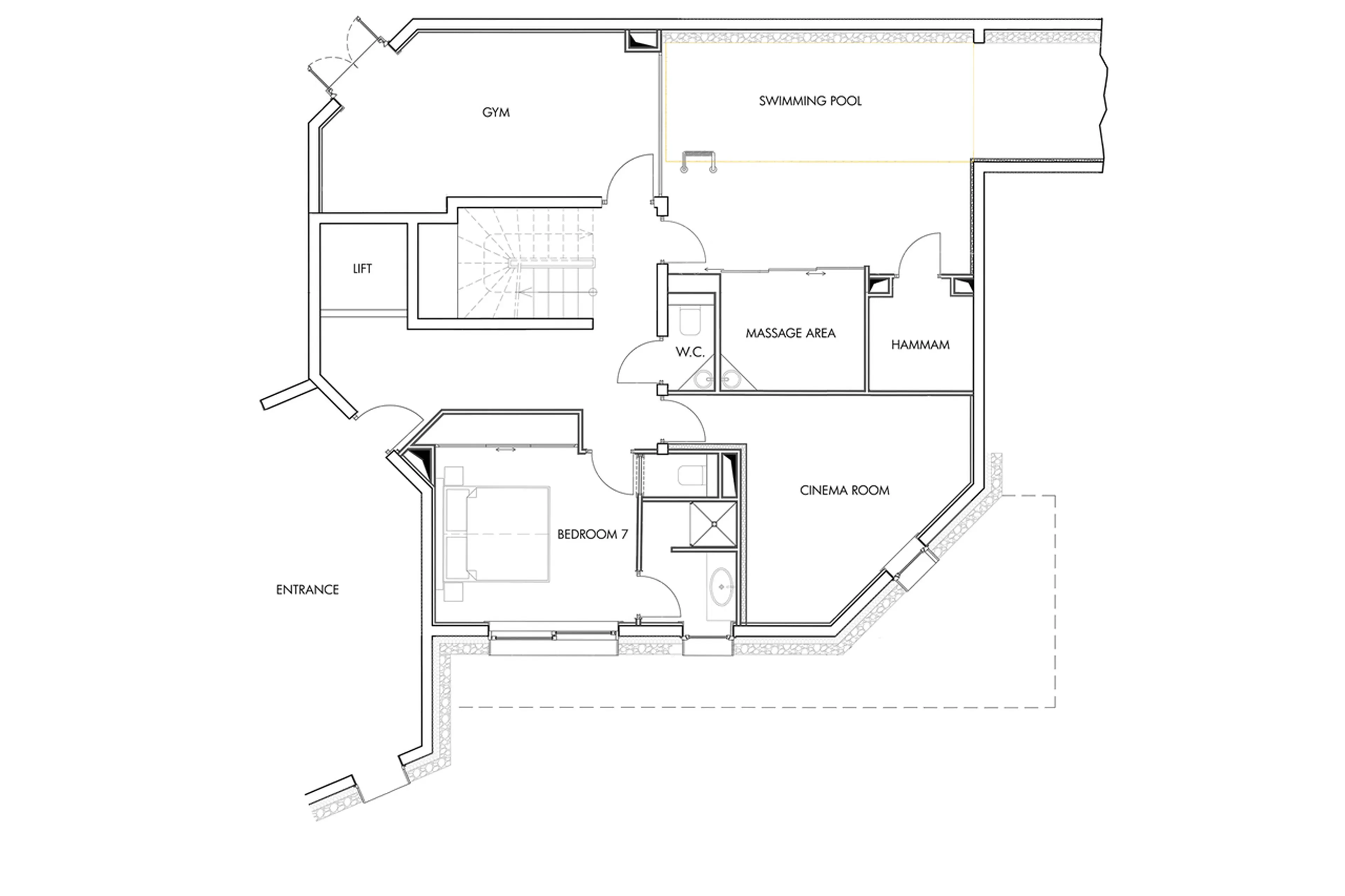 Level 0 floor plan of Chalet Machapuchare in Val d'Isere