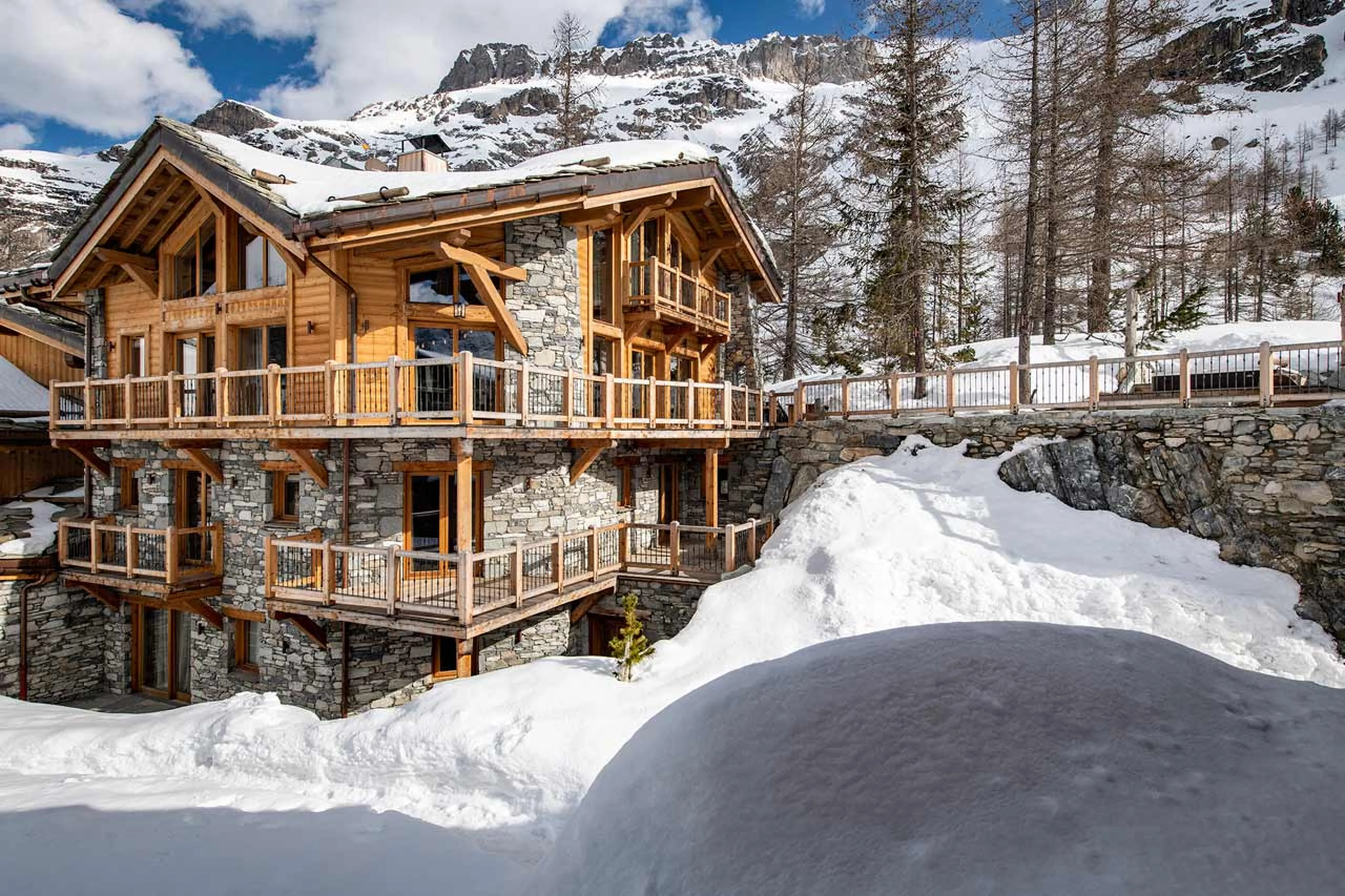 Exterior of Chalet Machapuchare in Val d'Isere in winter