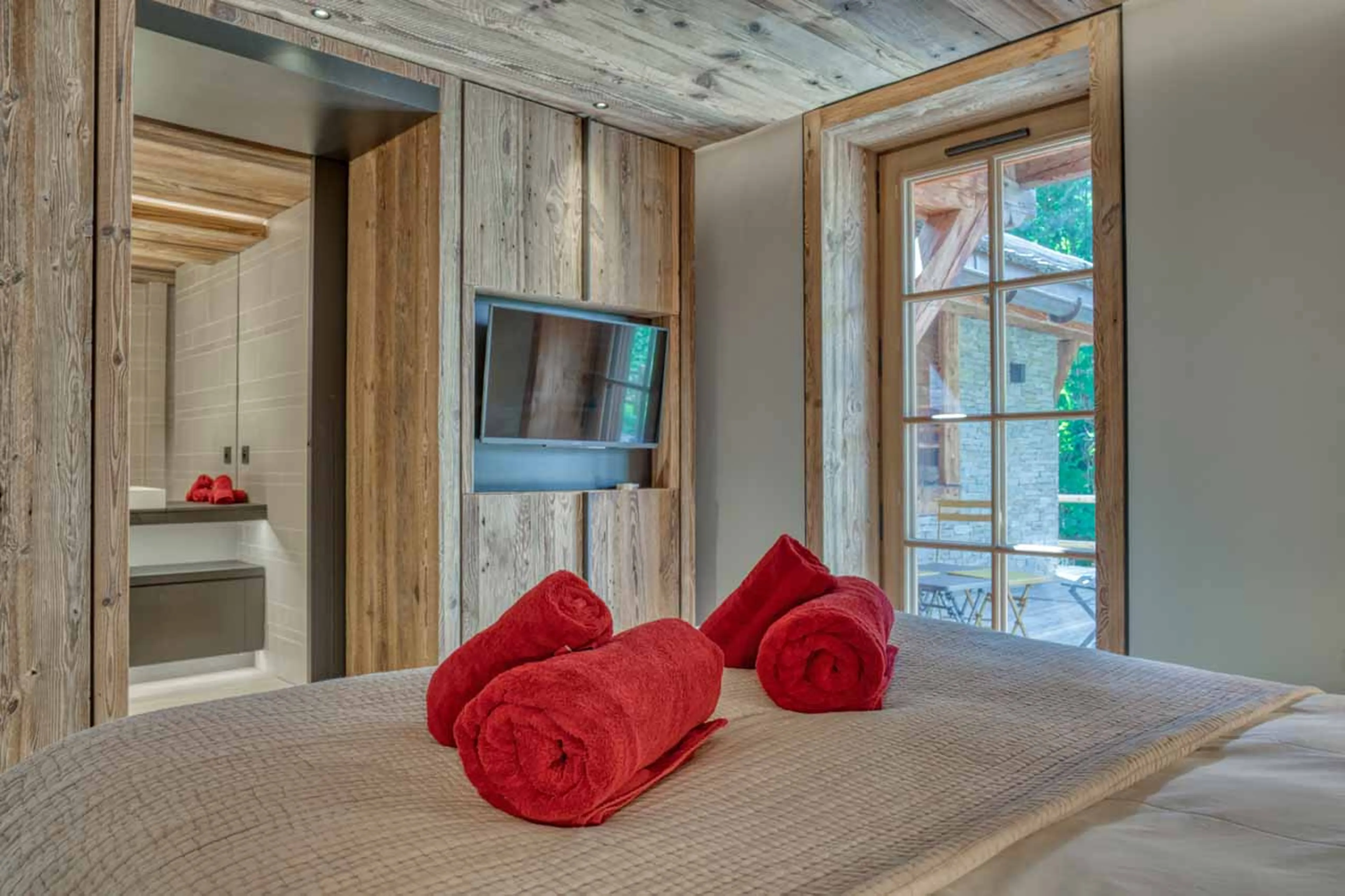 Bedroom 1 terrace access at Chalet Maier in Megeve