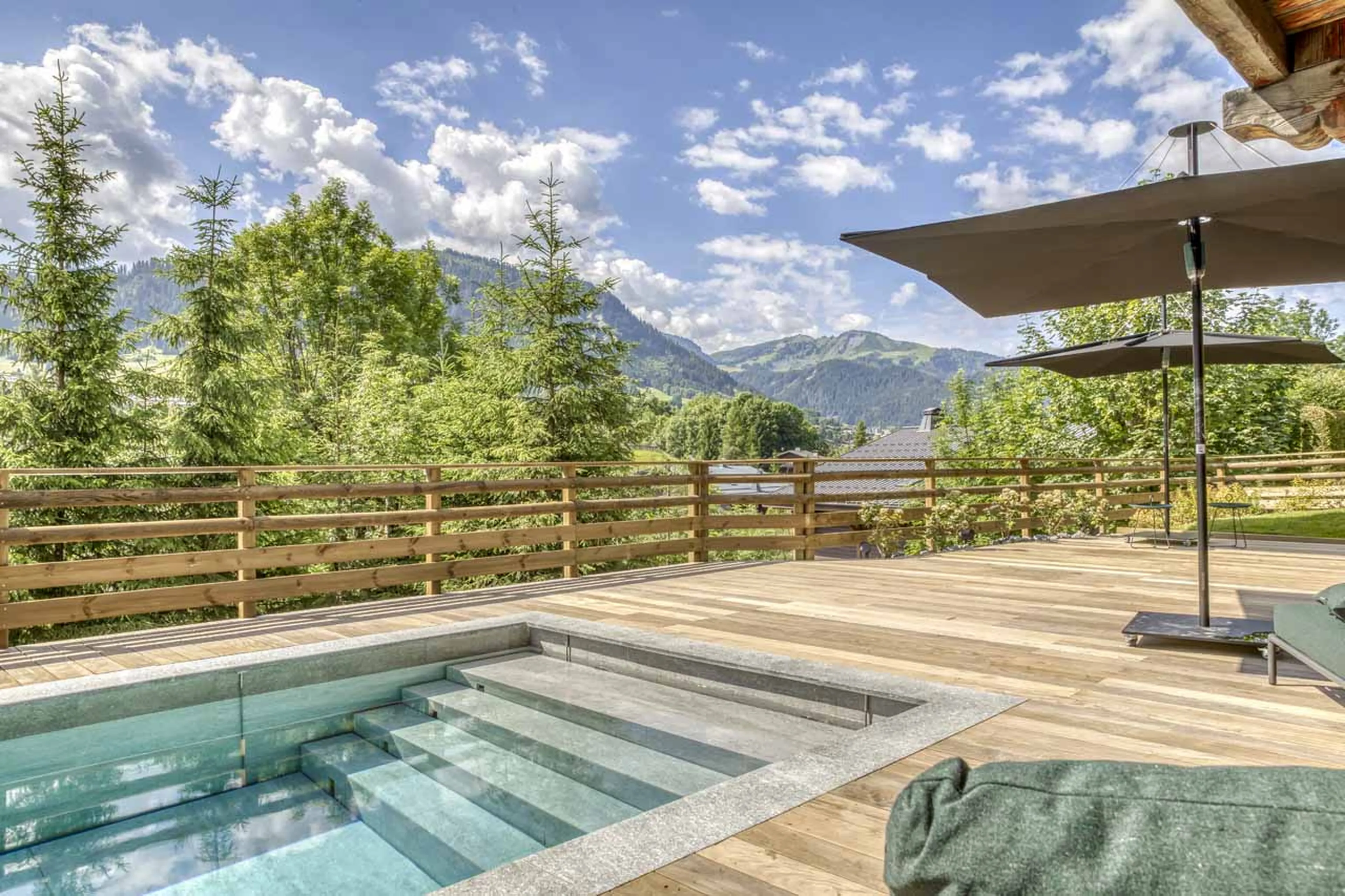 Terrace pool steps at Chalet Maier in Megeve
