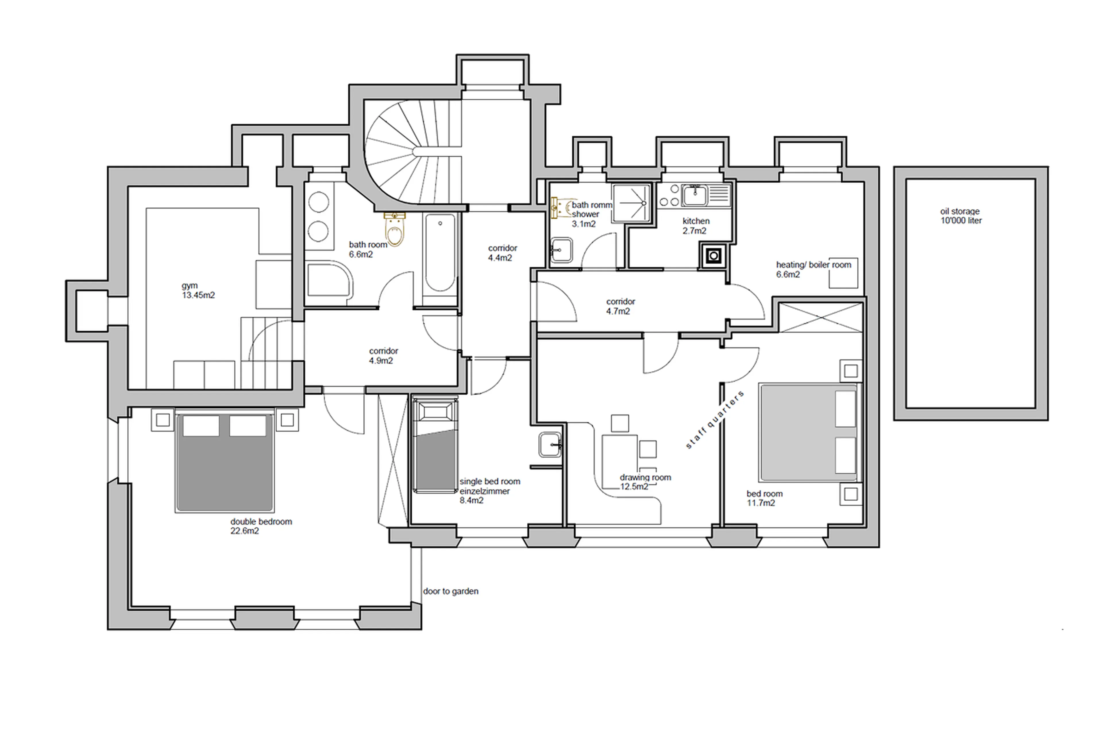 Level 0 floor plan of Chalet Maldeghem in Klosters