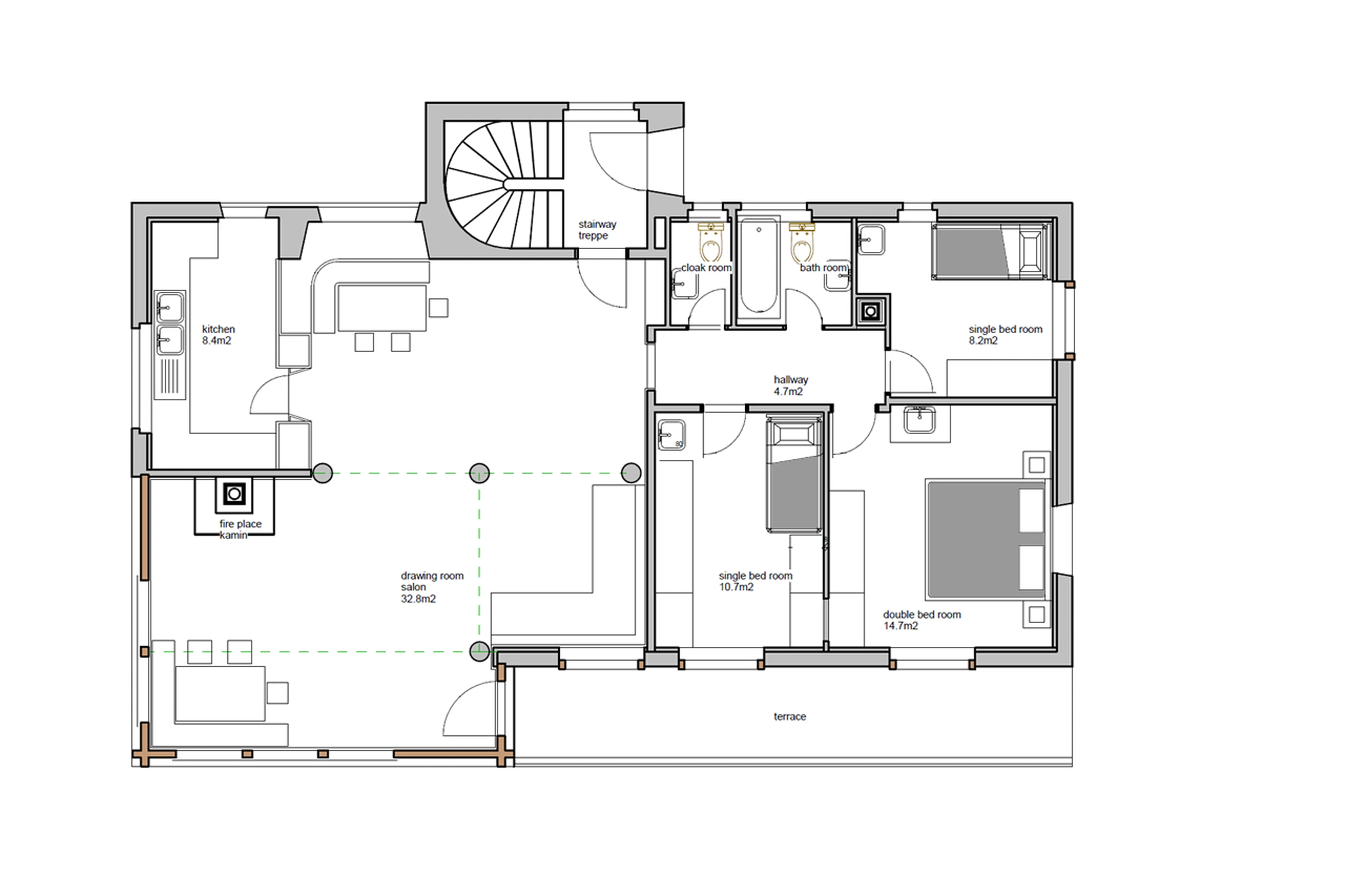 Level 1 floor plan of Chalet Maldeghem in Klosters
