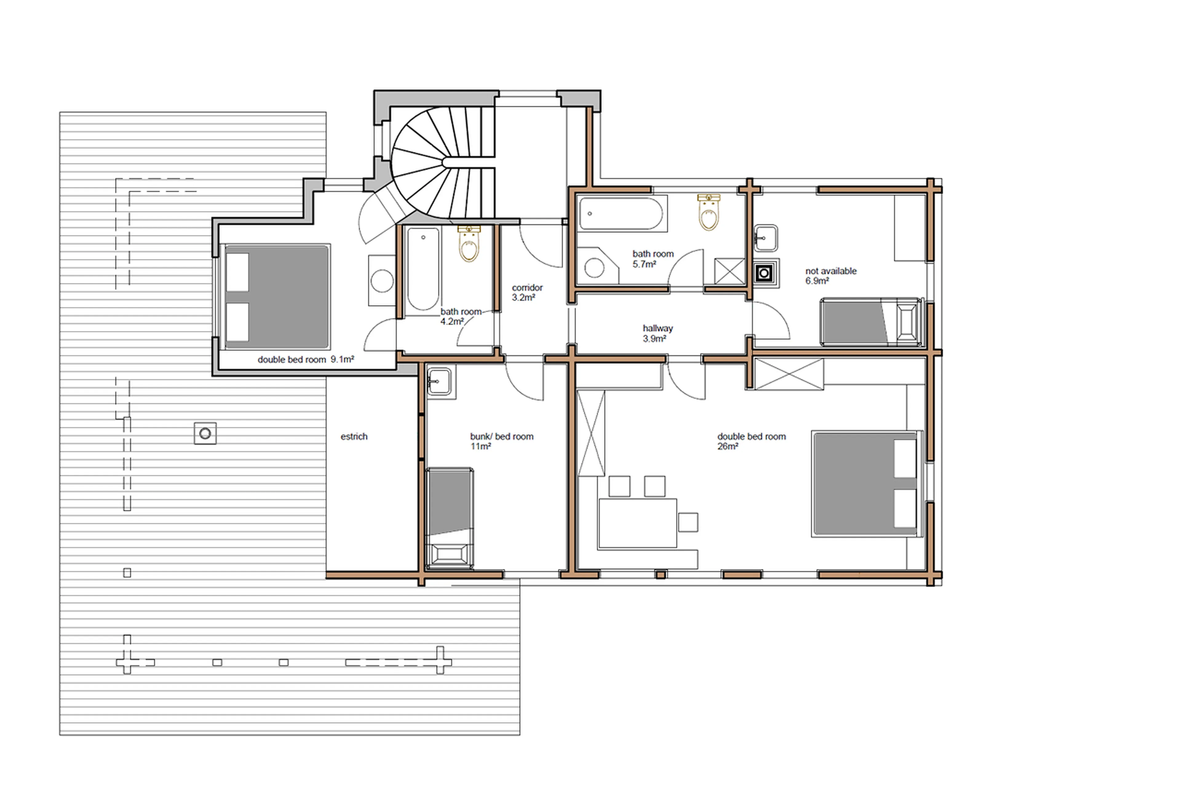 Level 2 floor plan of Chalet Maldeghem in Klosters