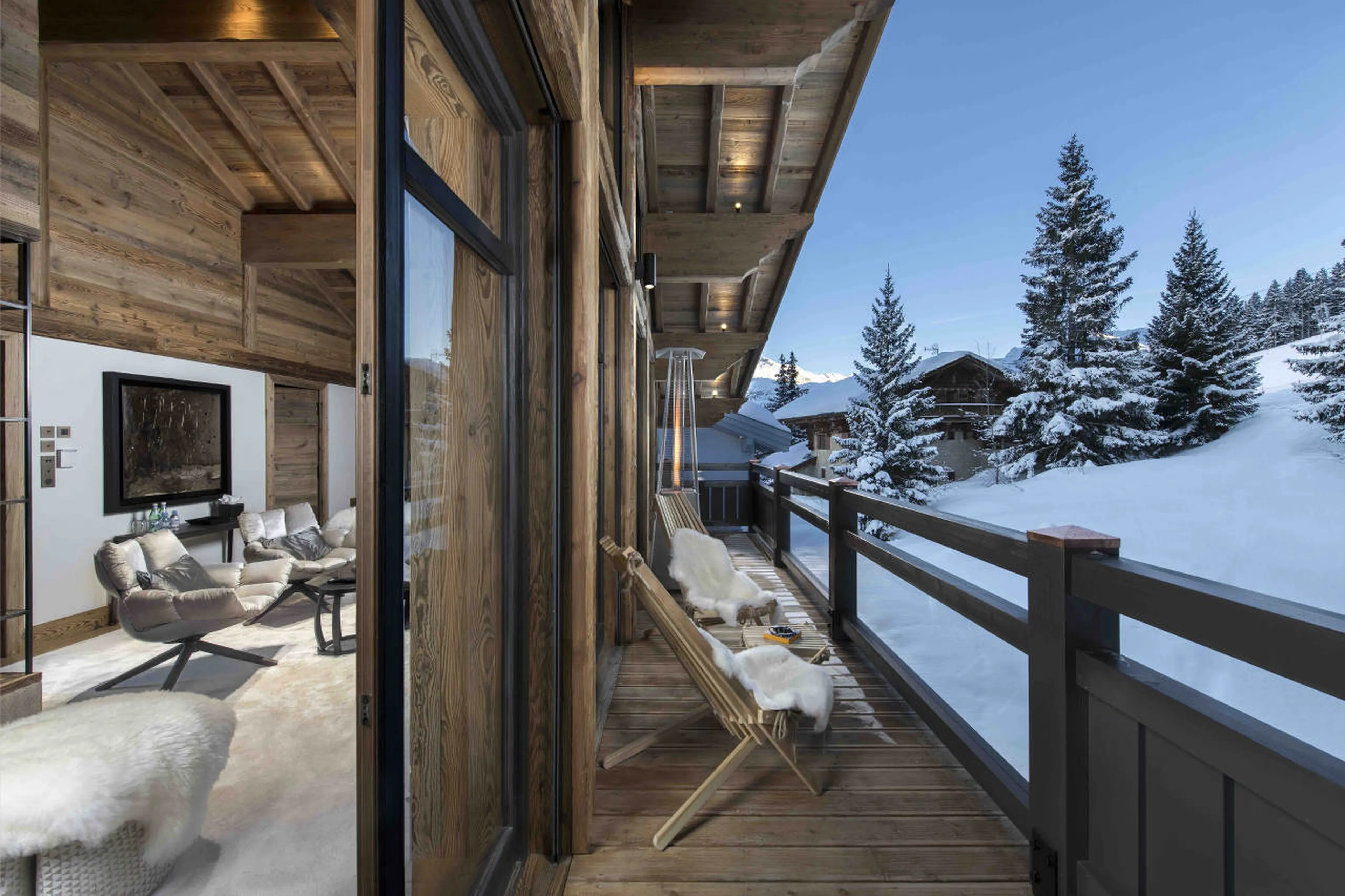 West-facing balcony at Chalet Manasa in Courchevel 1850