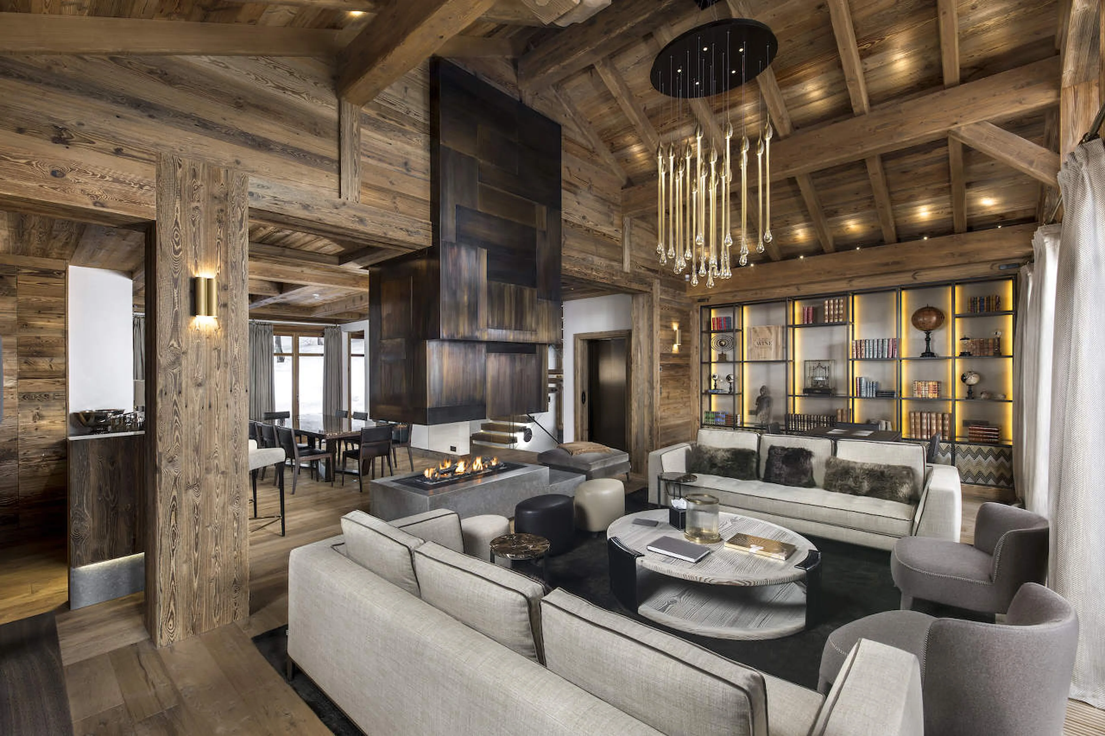 Living area at Chalet Manasa in Courchevel 1850