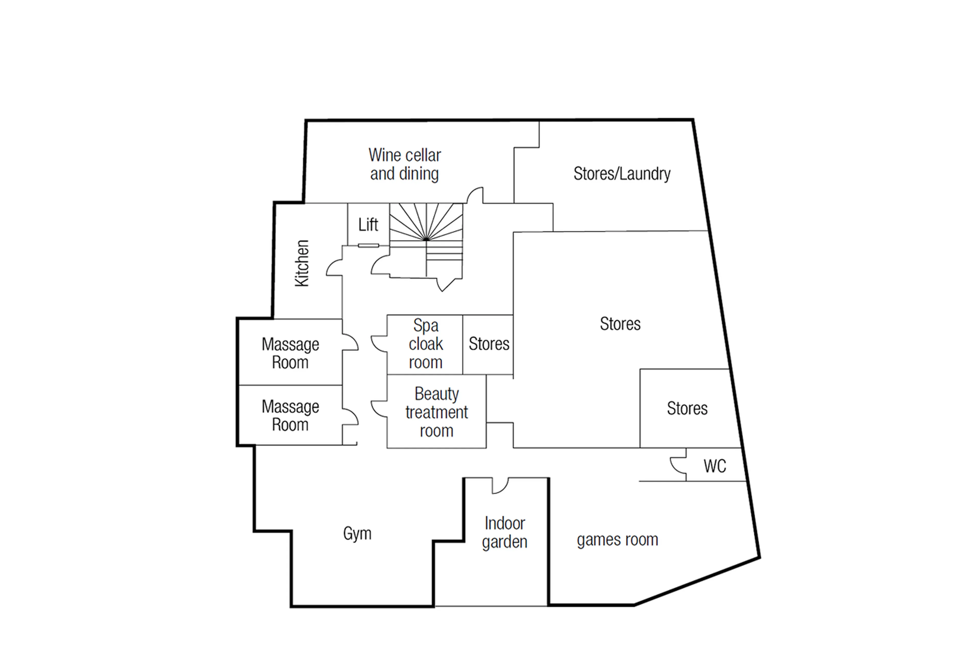 Level -1 floor plan of Chalet Marco Polo in Val d’ Isere