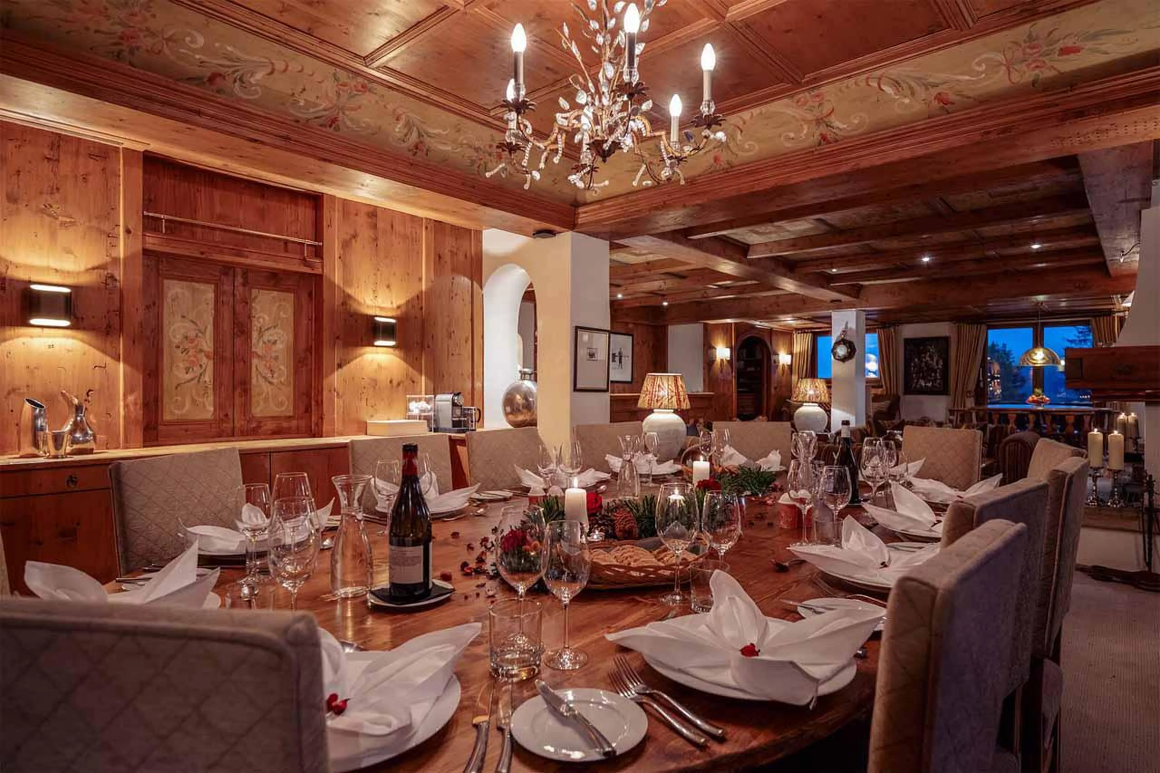 Dining table in living area in Chalet Margaux, Courchevel 1850