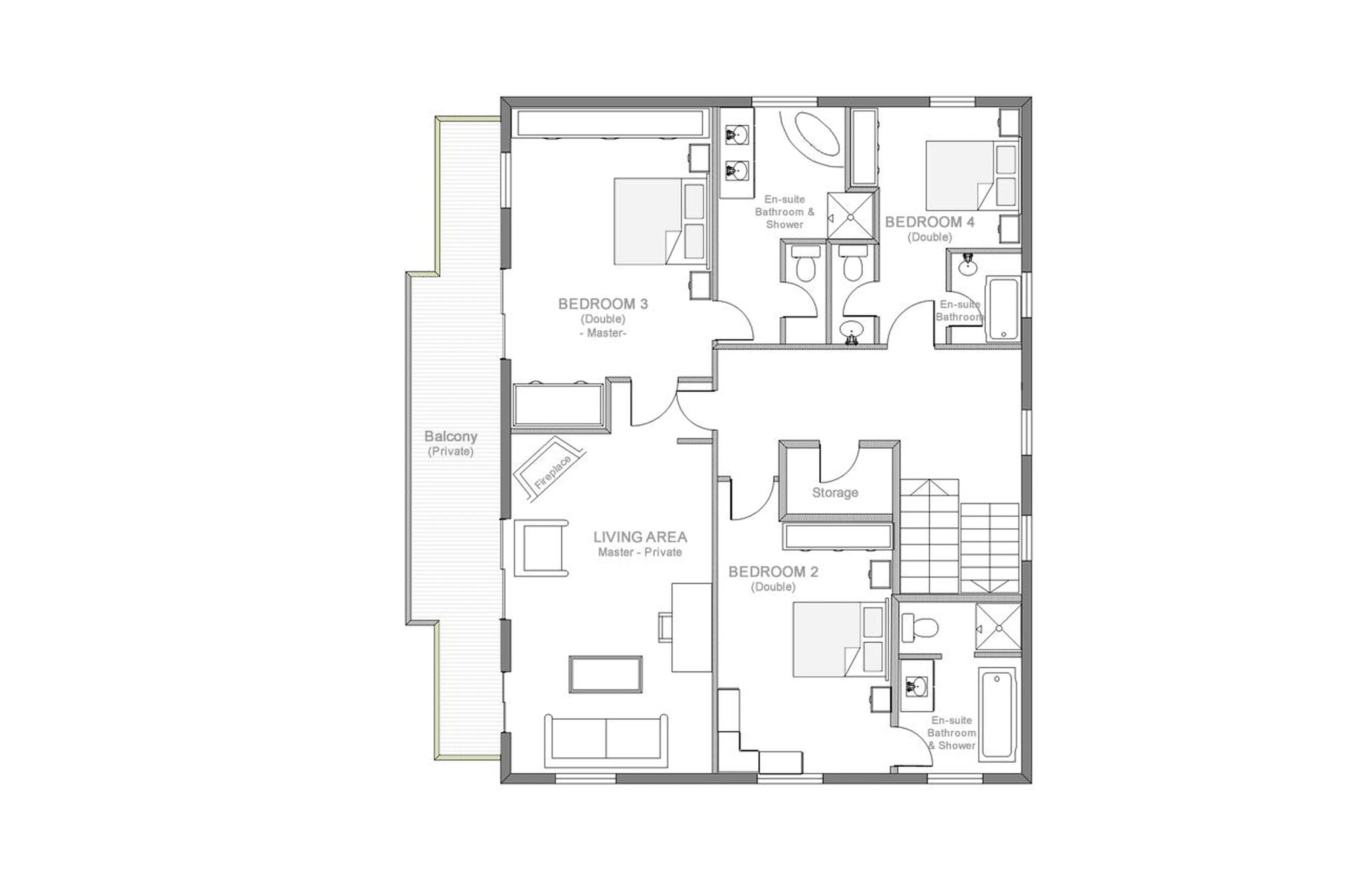 Level 2 floor plan of Chalet Margaux in Courchevel 1850