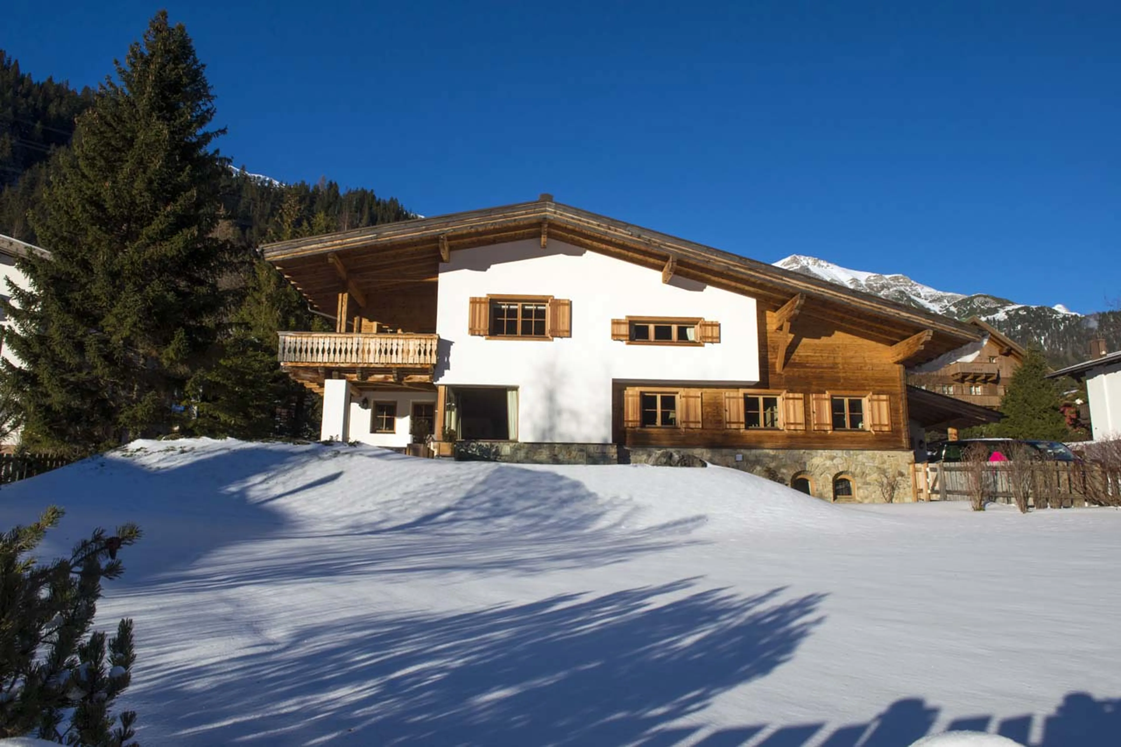 Garden of Chalet Maria Schnee in St Anton in winter