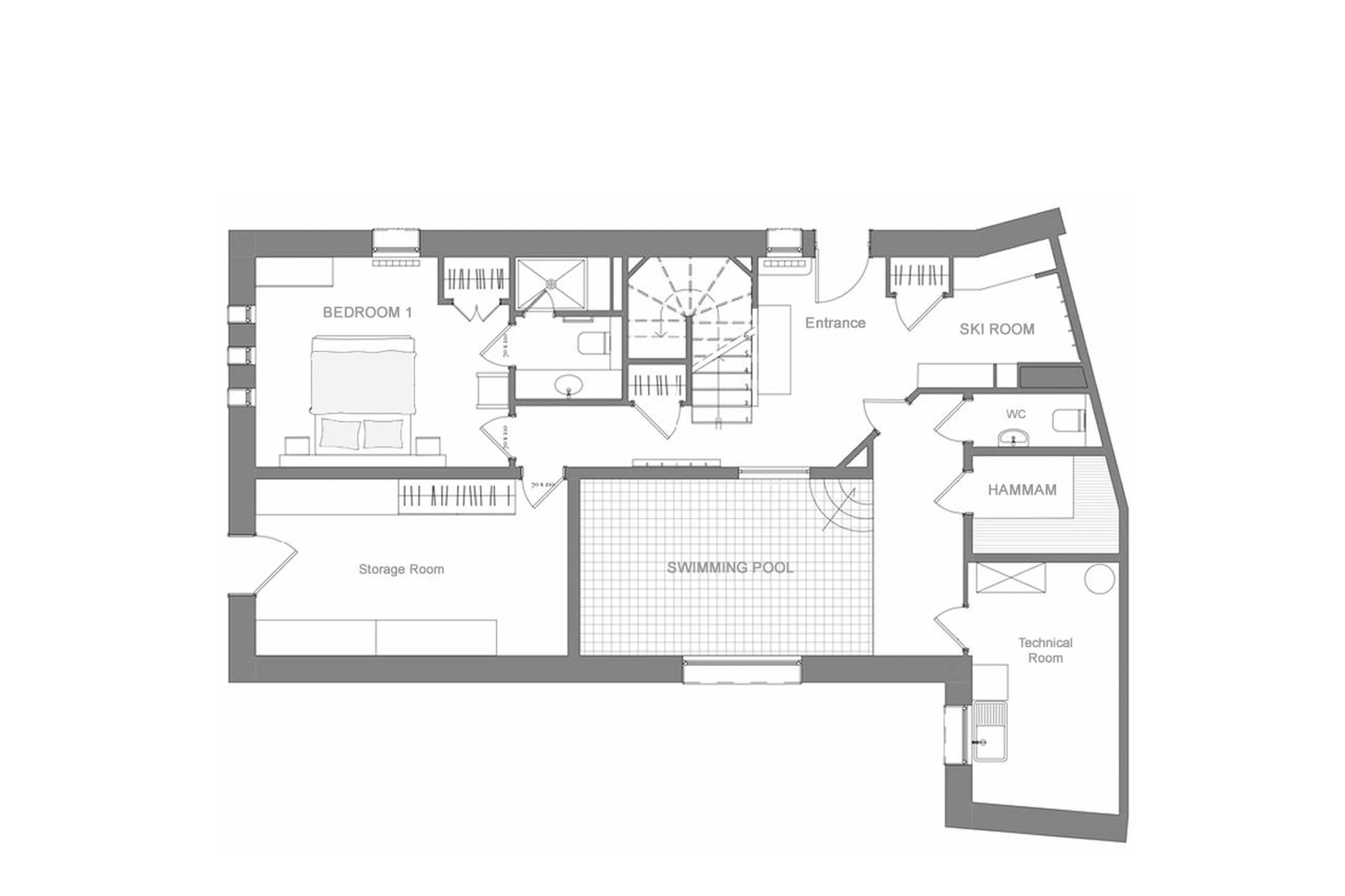 Level 0 floor plan of Chalet Marie in Val d'Isere