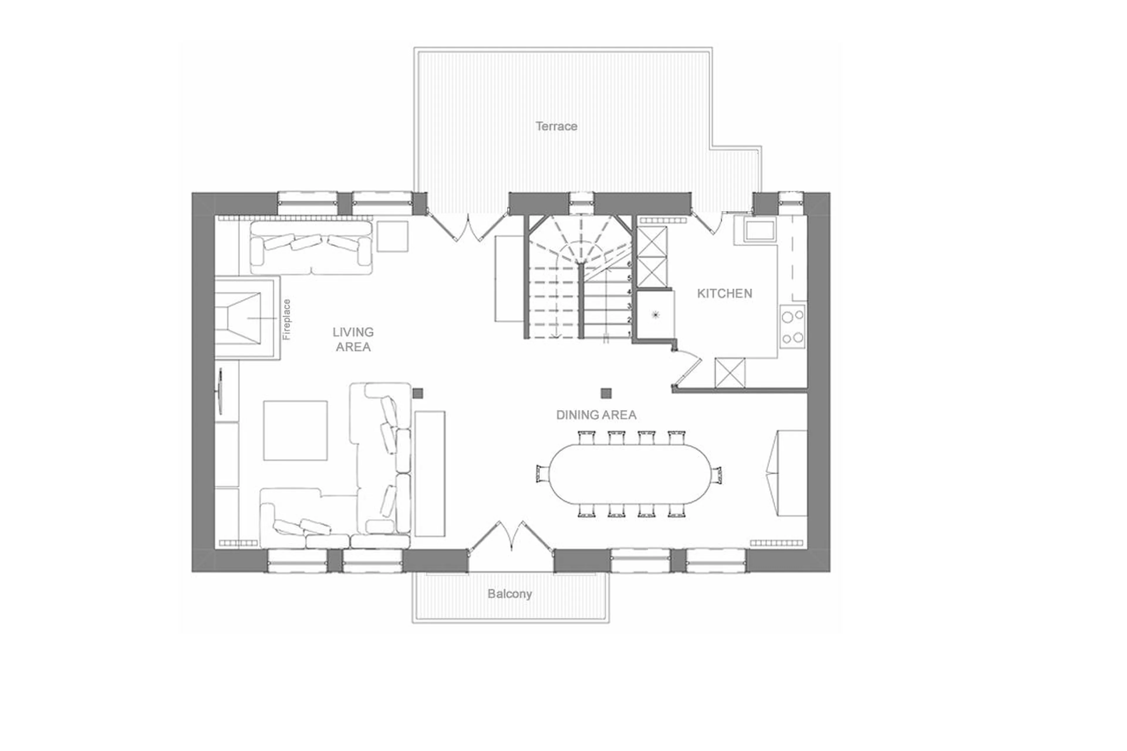 Level 2 floor plan of Chalet Marie in Val d'Isere
