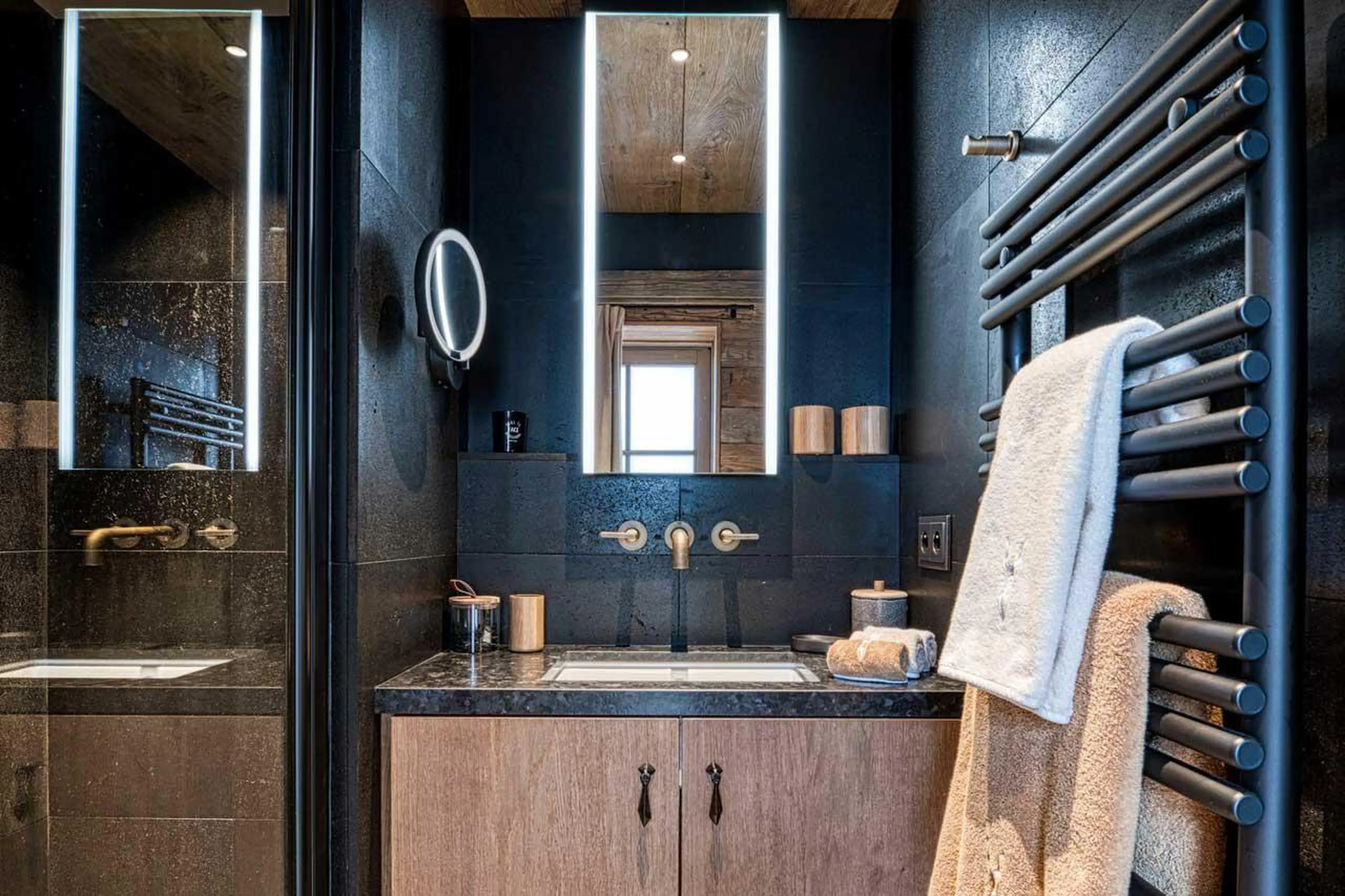 En-suite shower room in Chalet Markhor, Val d'Isere