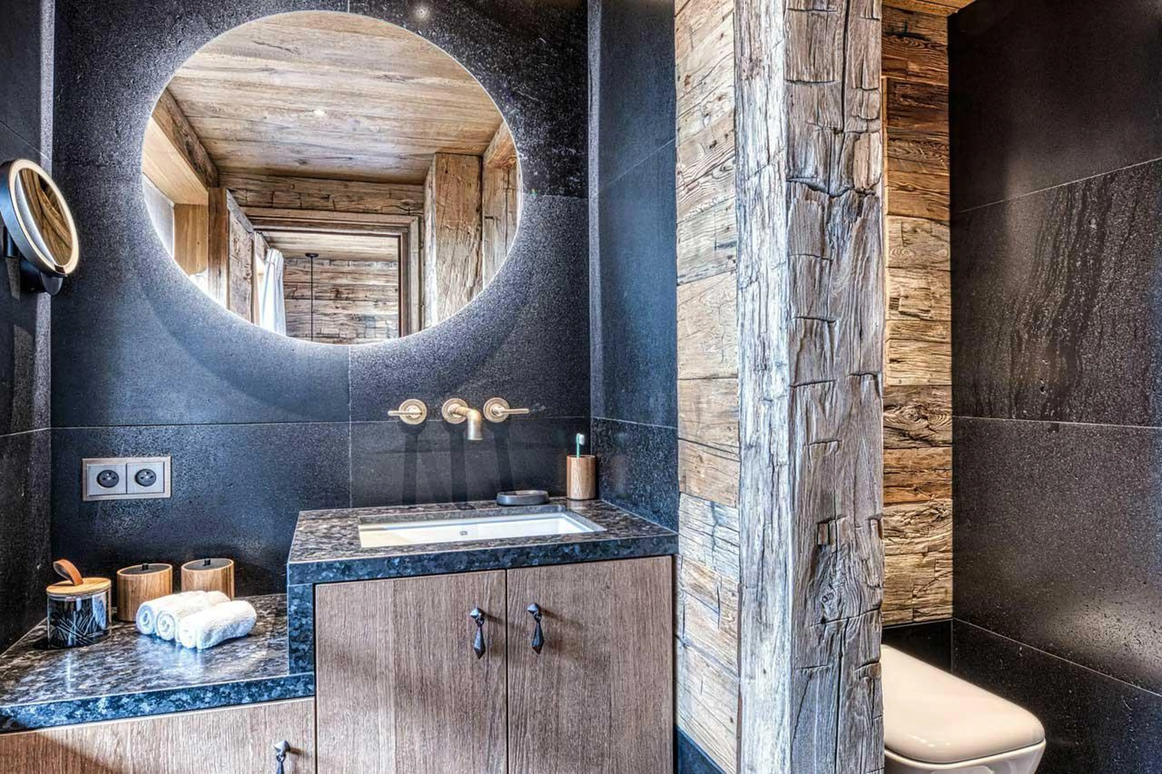 En-suite shower room in Chalet Markhor, Val d'Isere