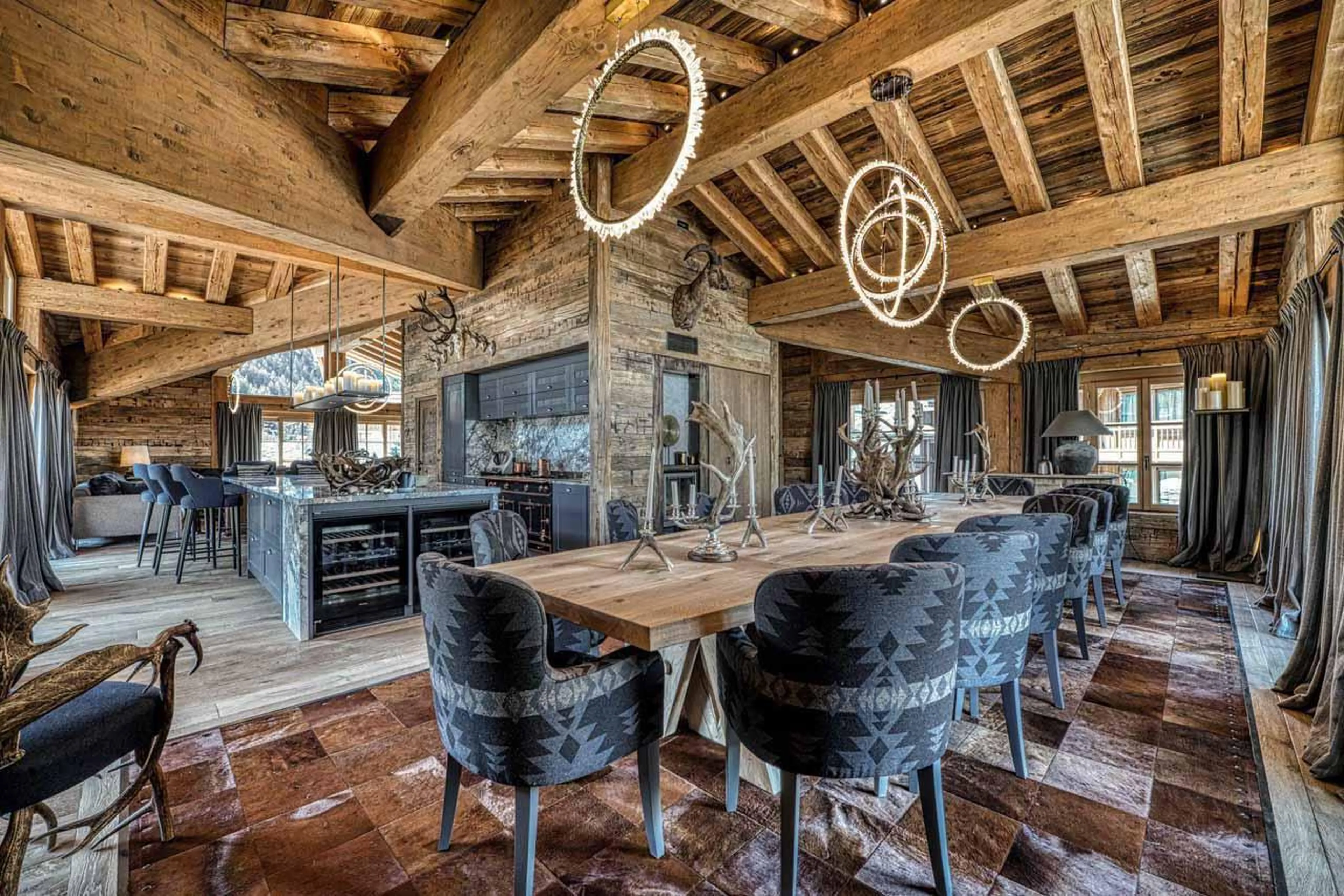 Stylish dining area in Chalet Markhor, Val d'Isere