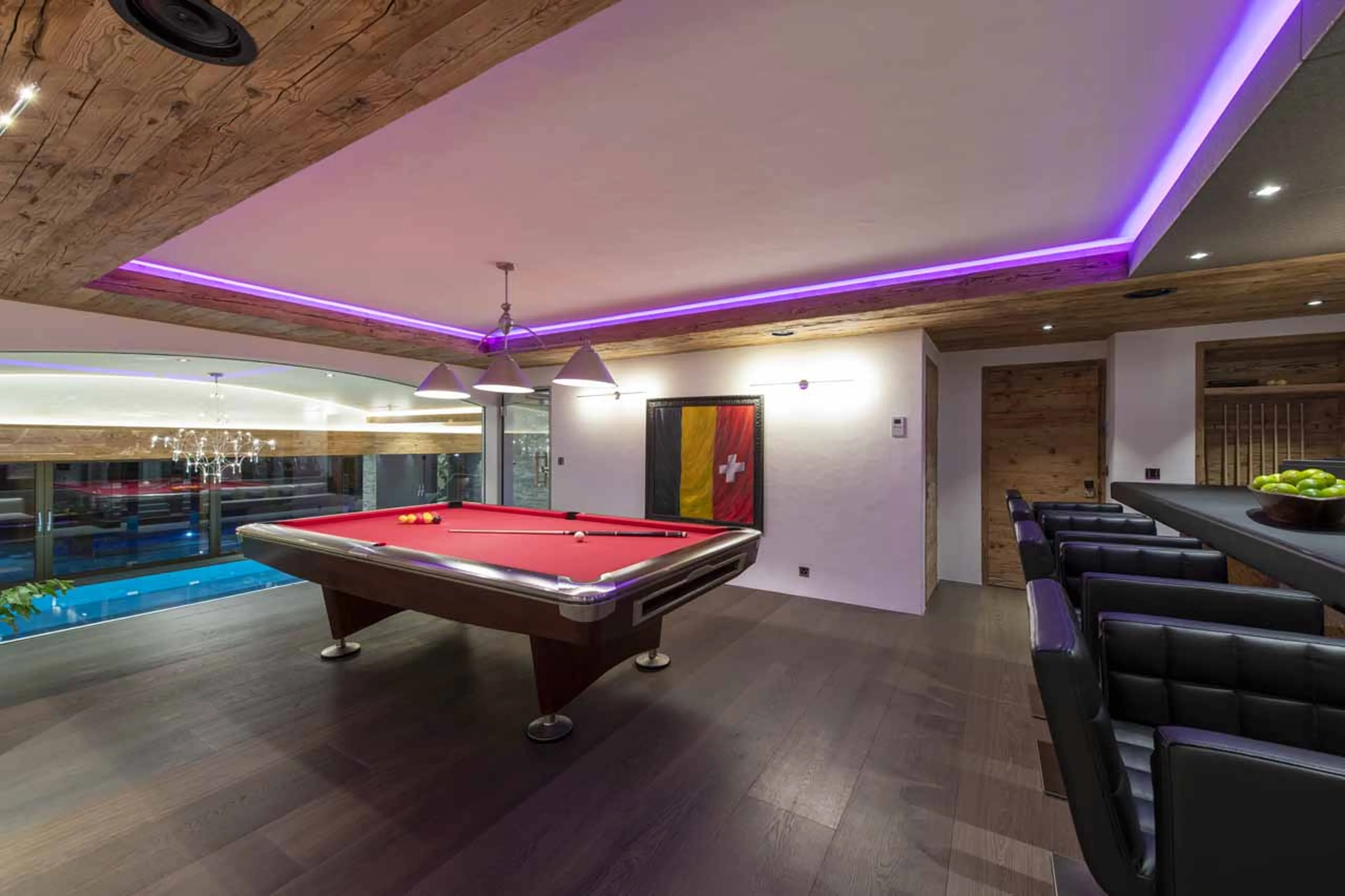Billiards room at Chalet Marmottier in Verbier
