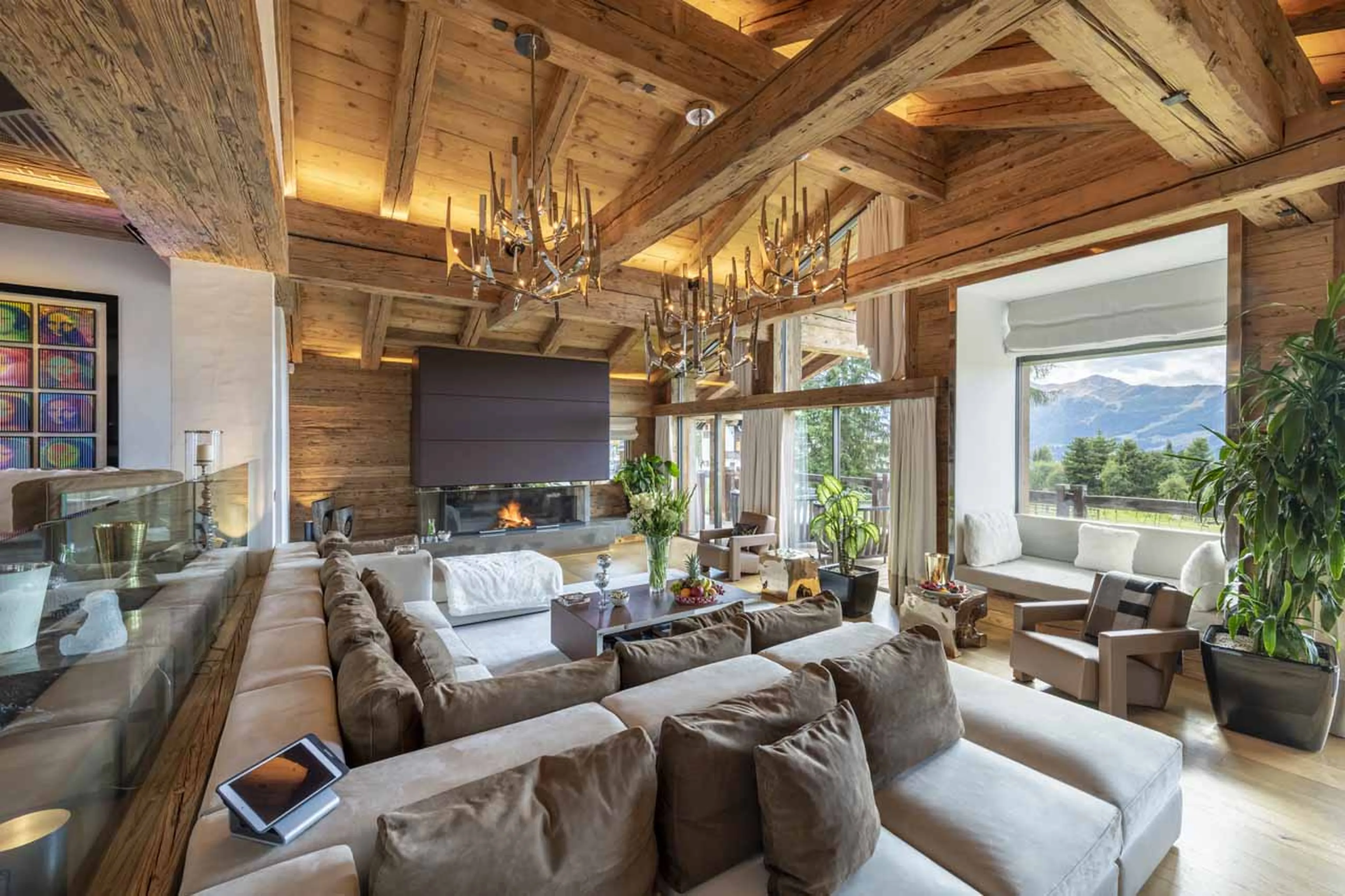 Sliding doors from living room at Chalet Marmottier in Verbier