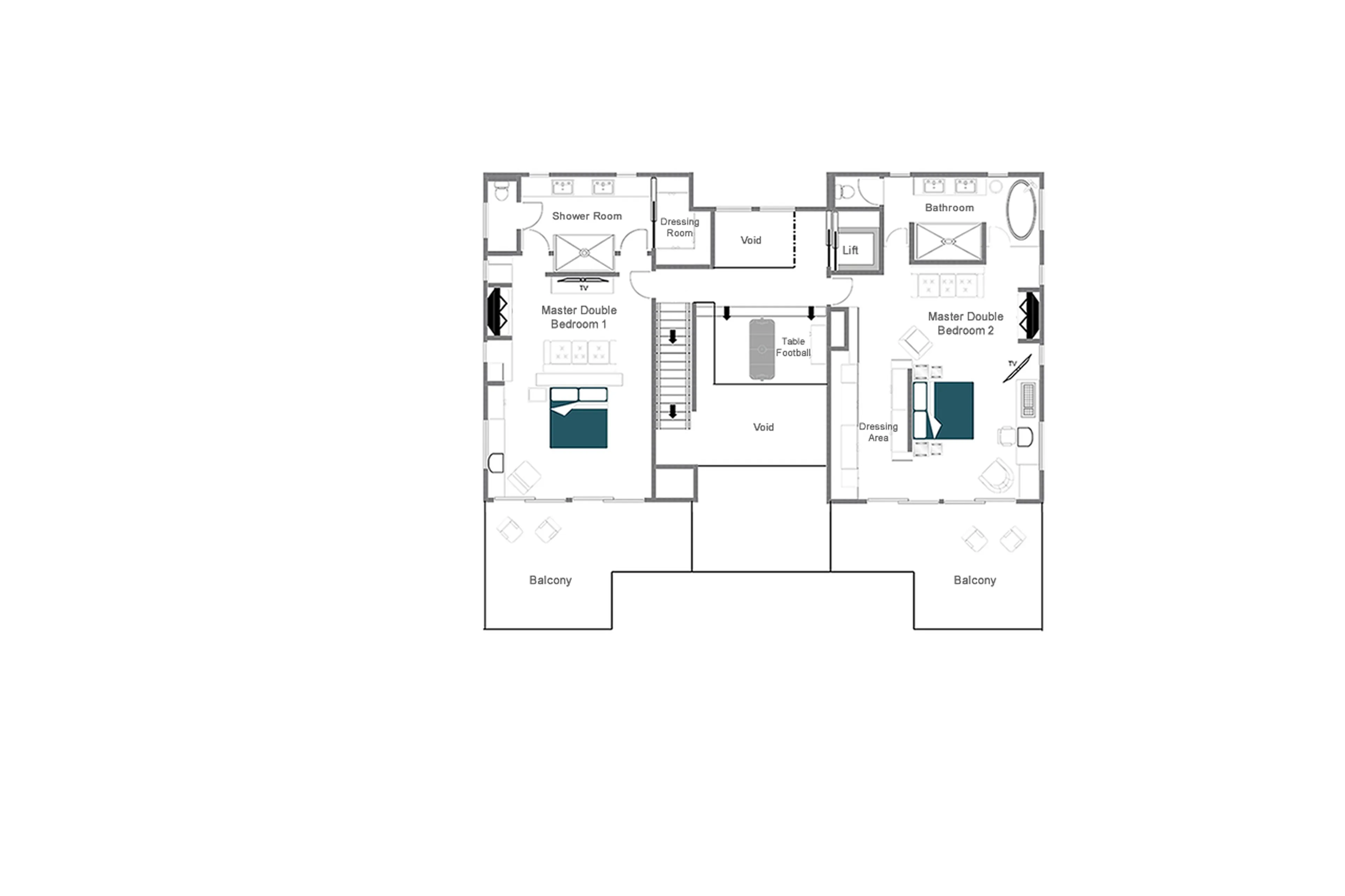 Main Chalet level 2 floor plan of Chalet Marmottiere