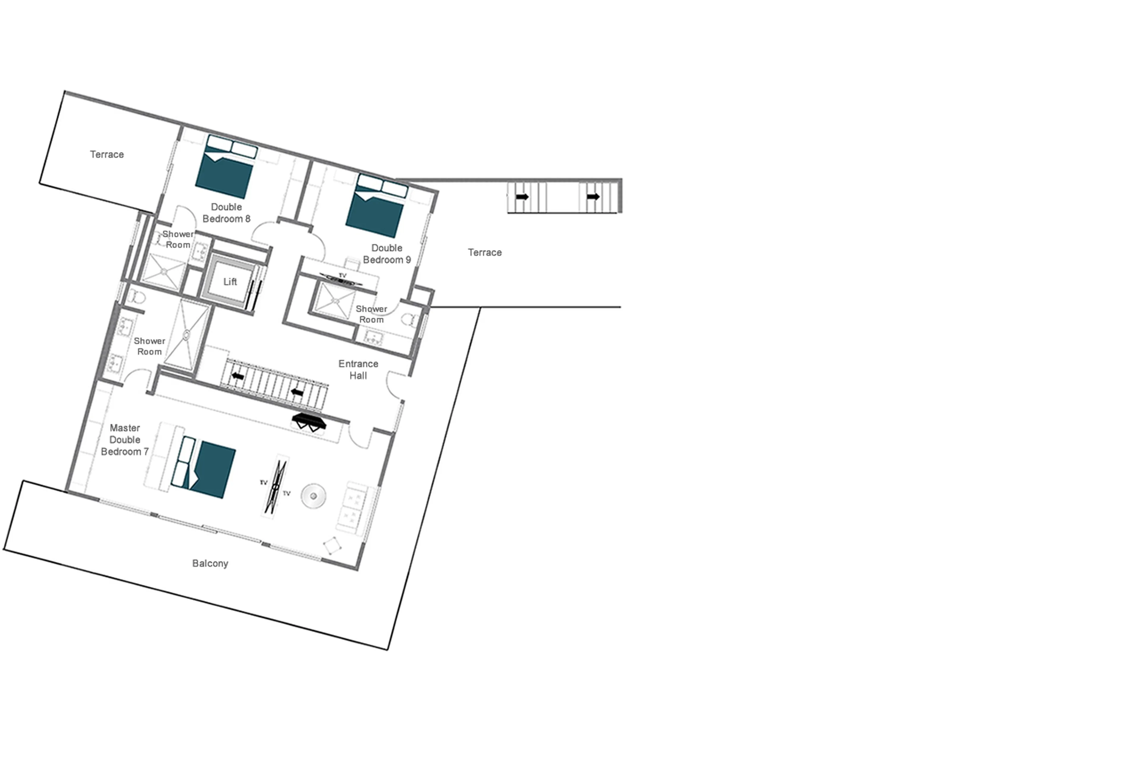Second Chalet level 0 floor plan of Chalet Marmottiere