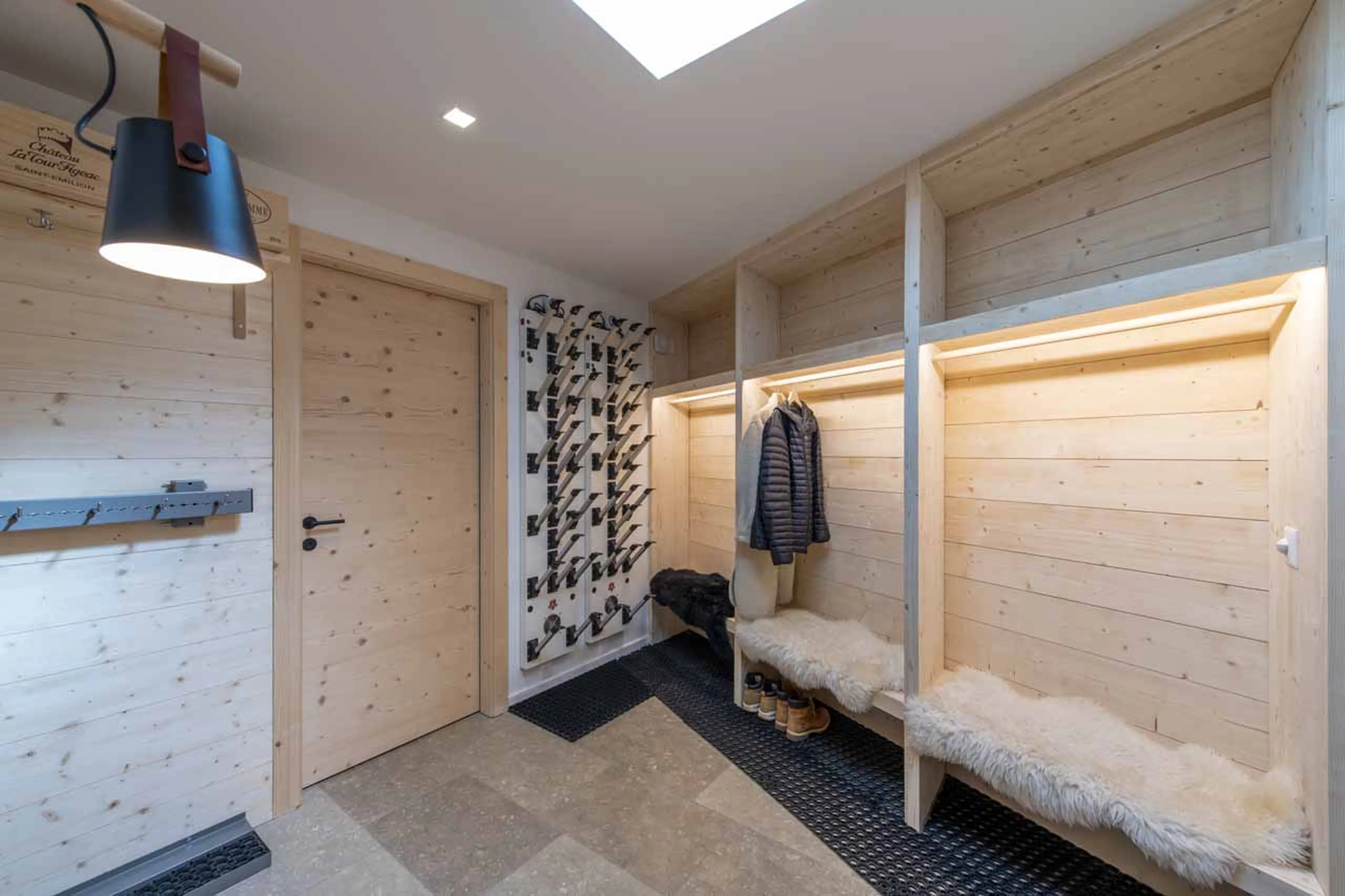 Ski room at Chalet Melilot in Verbier