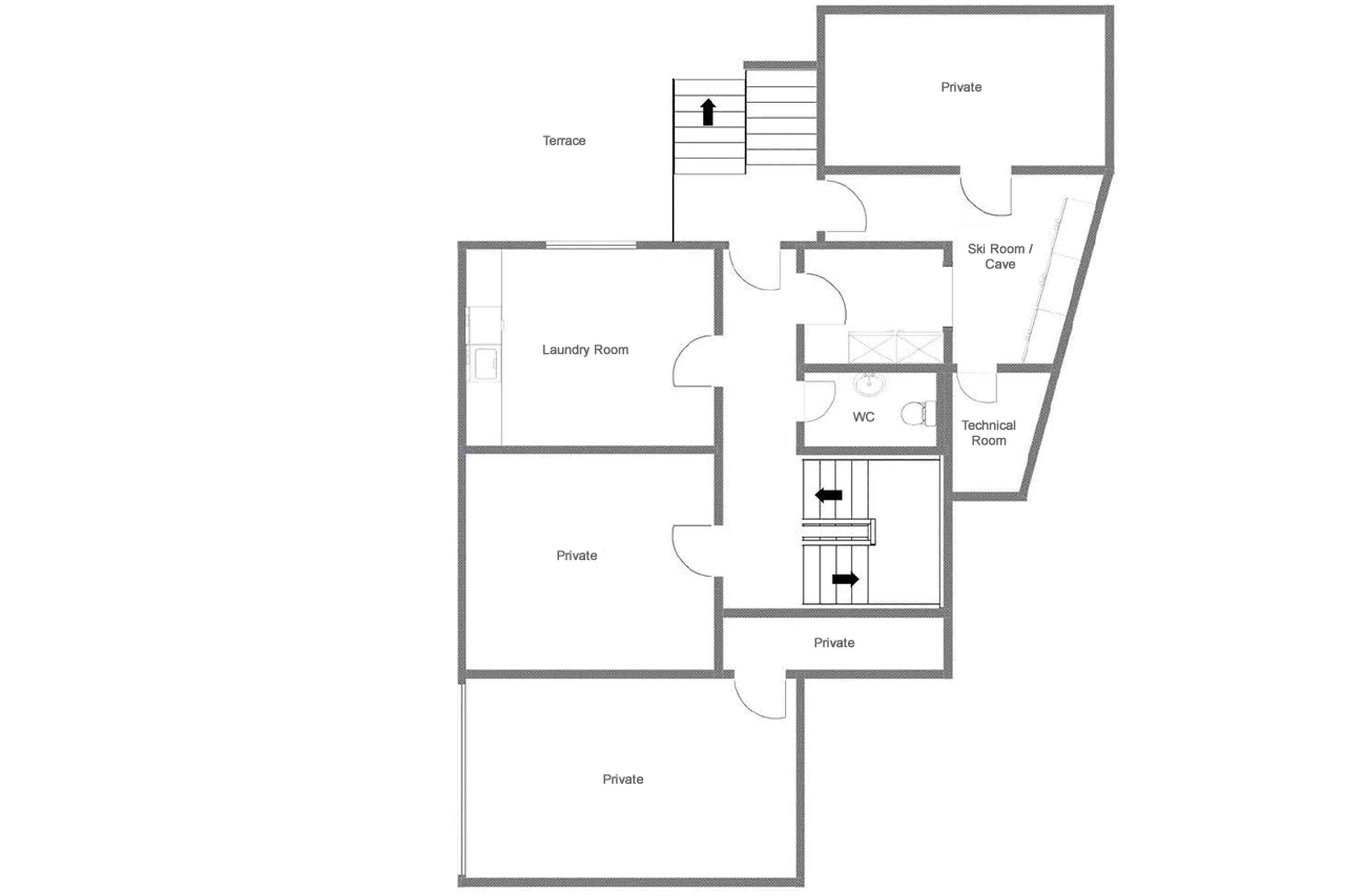 Level -1 floor plan of Chalet Melilot in Verbier