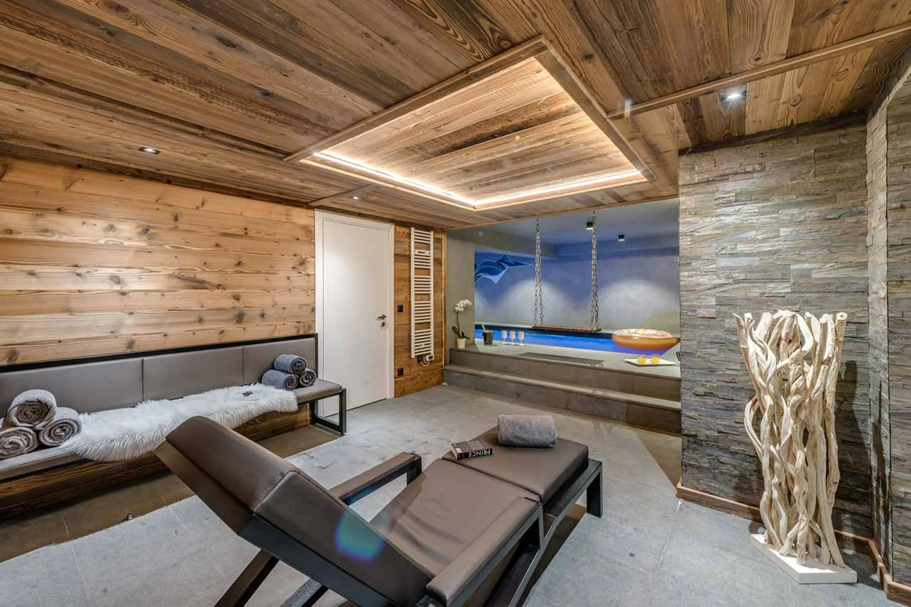 Indoor pool and spa area at  Chalet Merveilles in Tignes