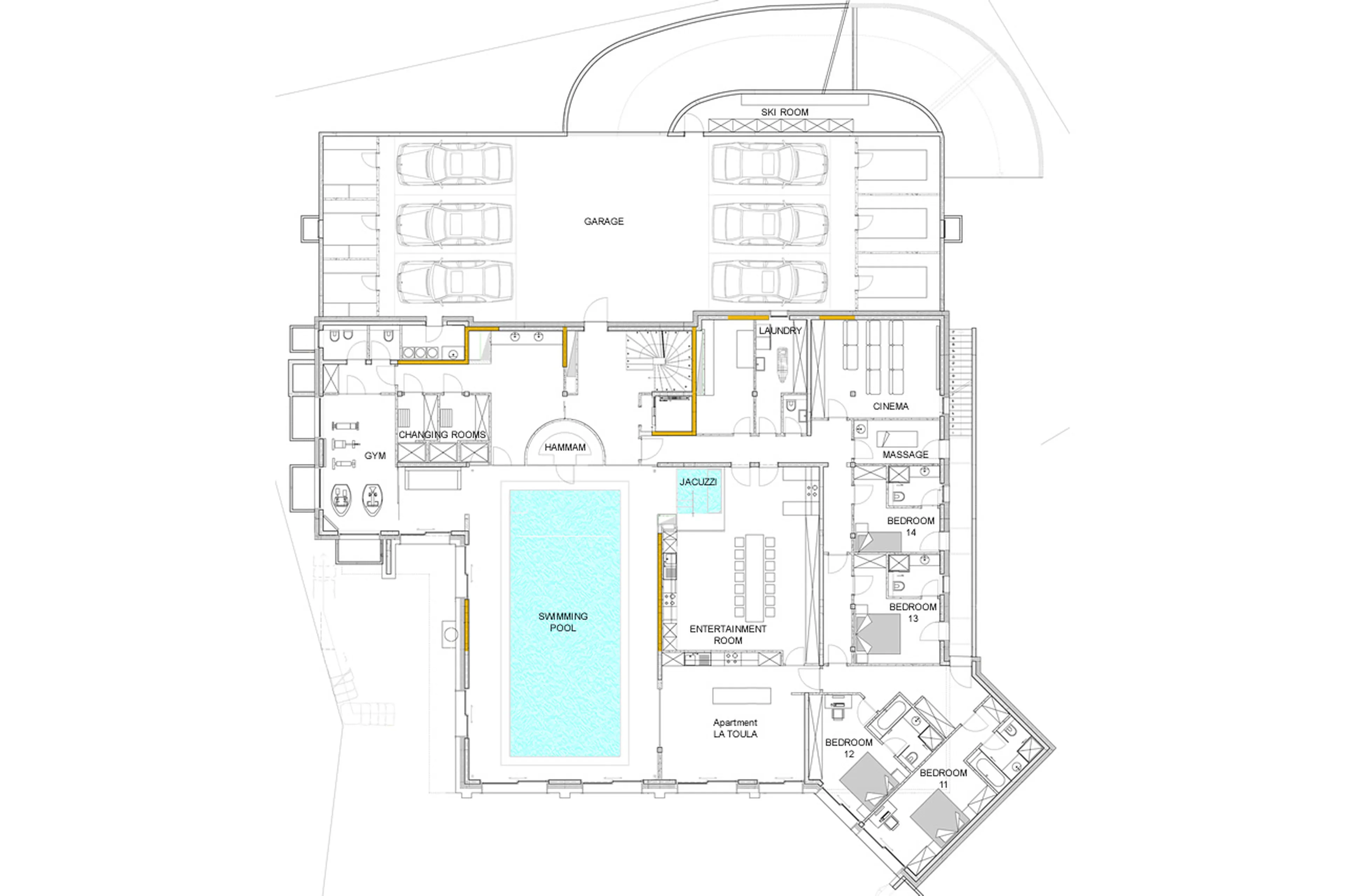 Level -1 floor plan of Chalet Migui in Crans-Montana