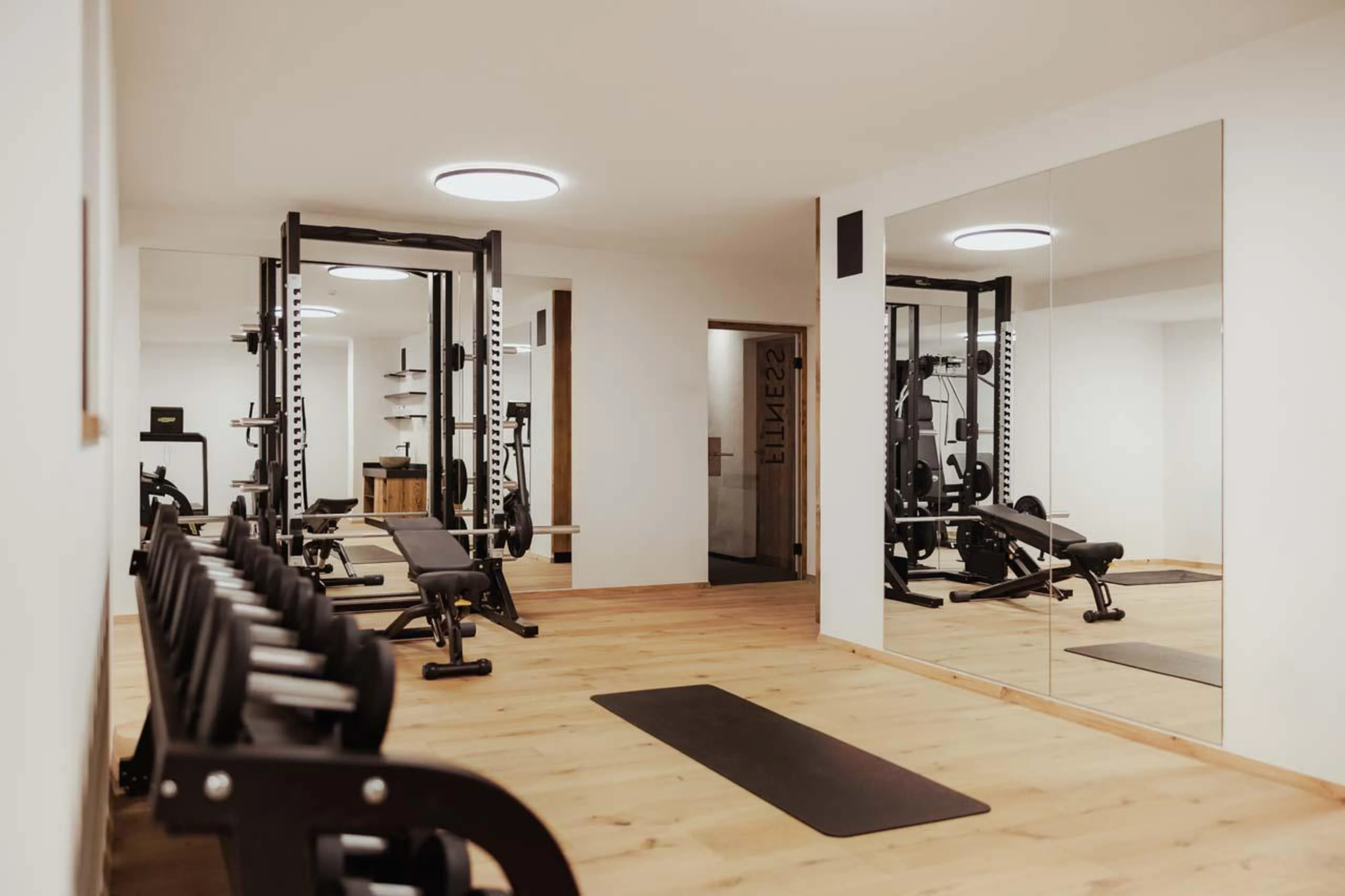 Gym with latest premium Technogym equipment at Chalet Mile 1 in Val Gardena