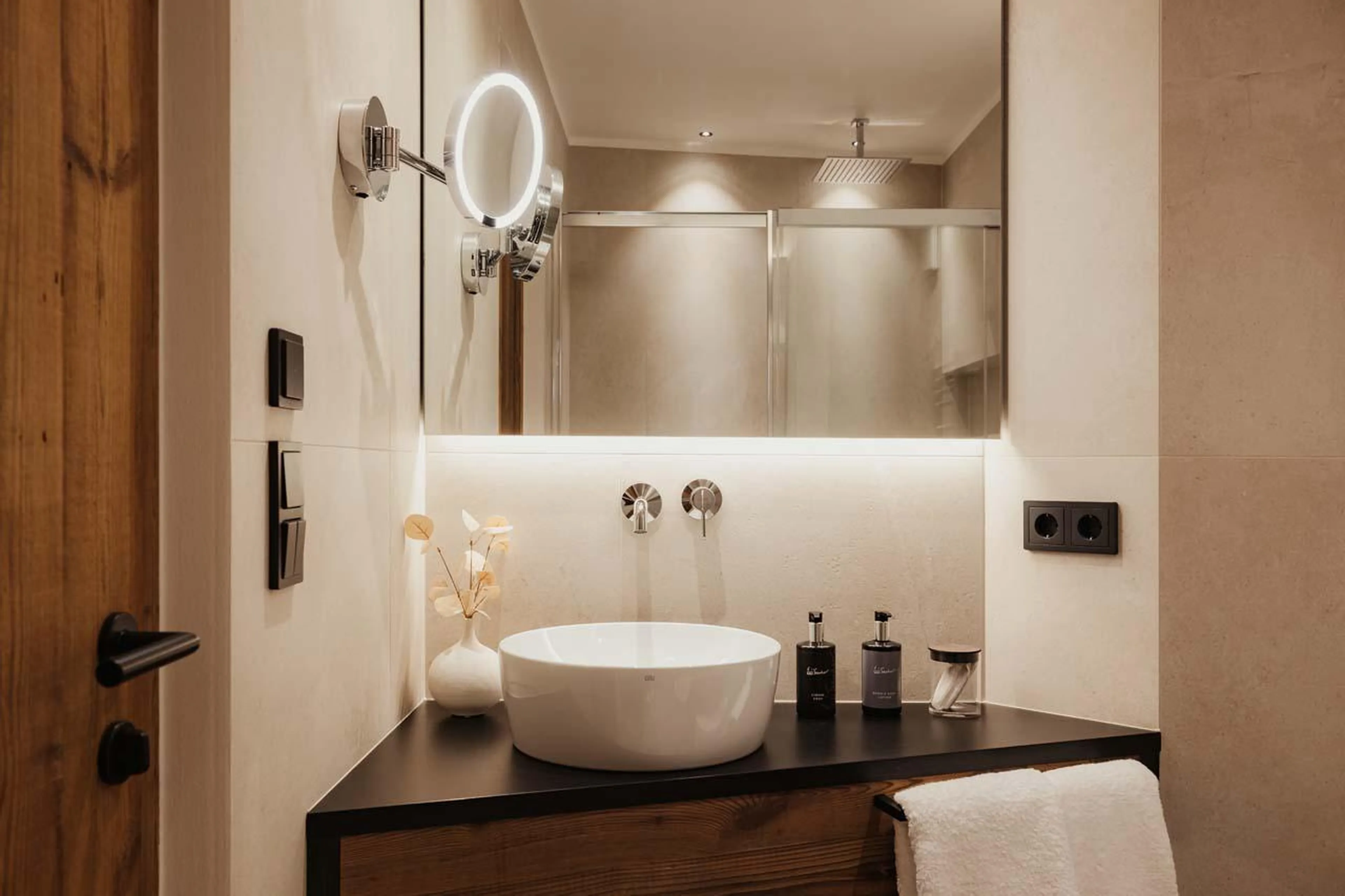 En-suite shower room at Chalet Mile 2 in Val Gardena