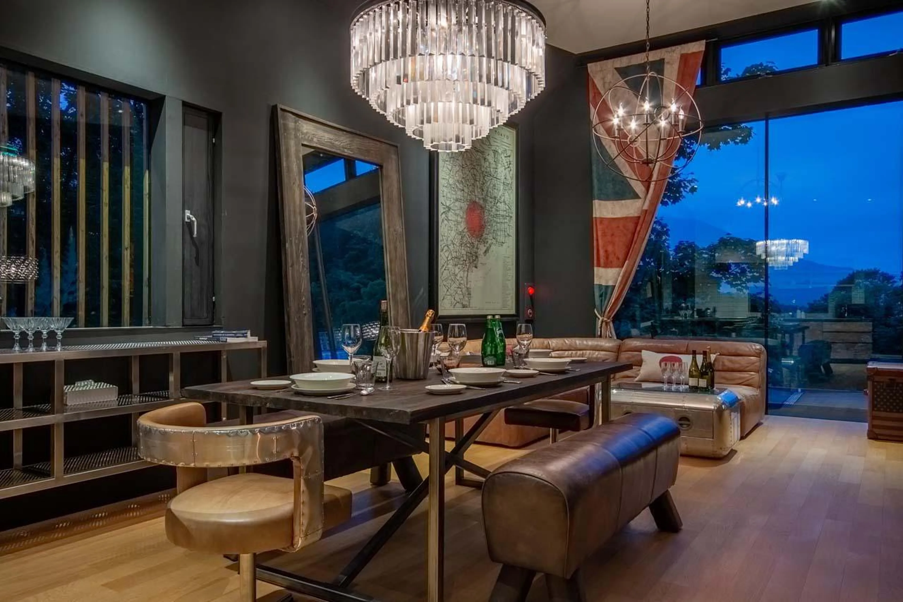 Open-plan living area at Chalet Millesime in Niseko