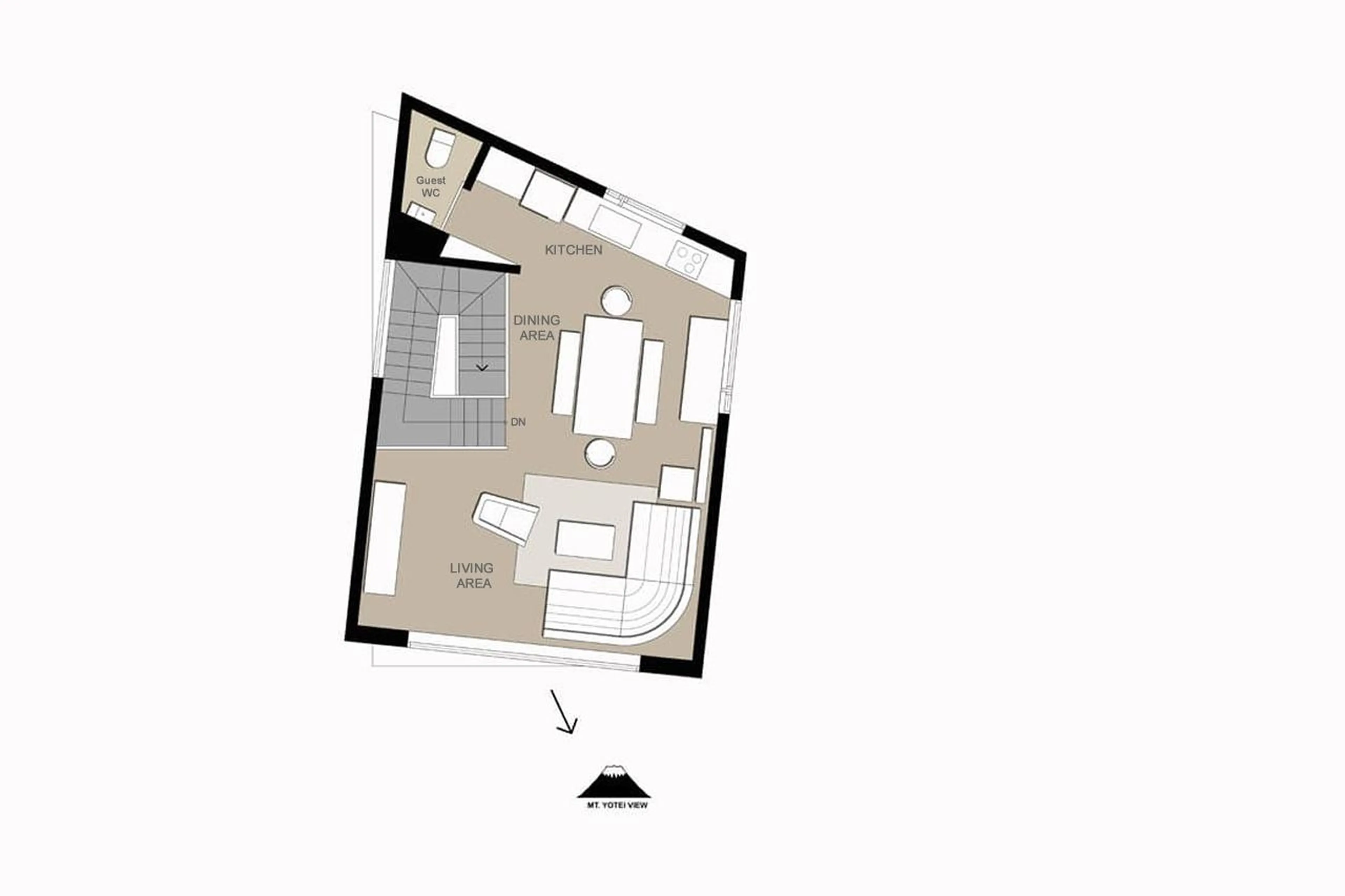 Top level floor plan of Chalet Millesime in Niseko