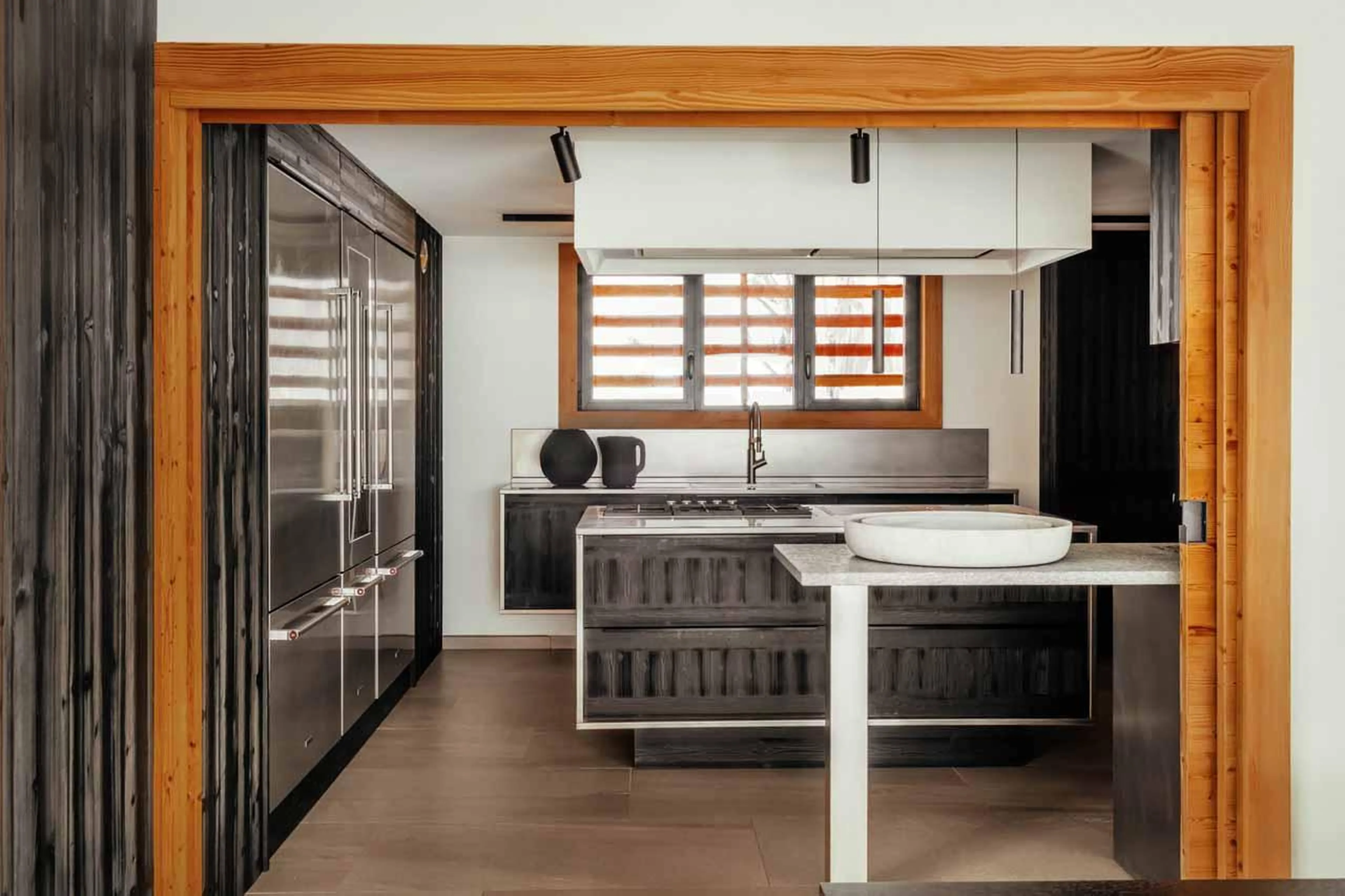 Professional kitchen at Le Chalet Mont Blanc in Chamonix