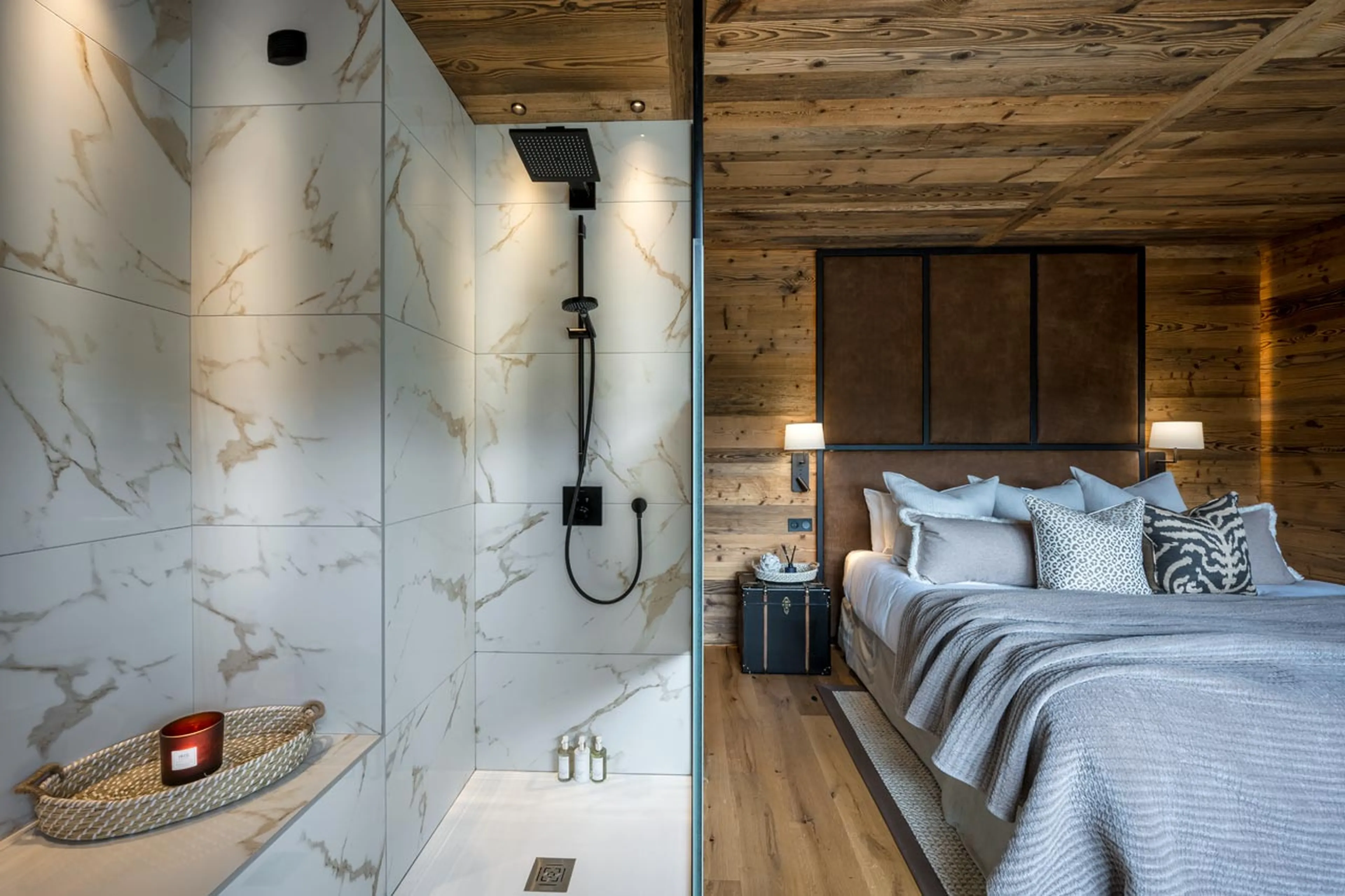 Open shower at Chalet Mont Des Anges in Morzine