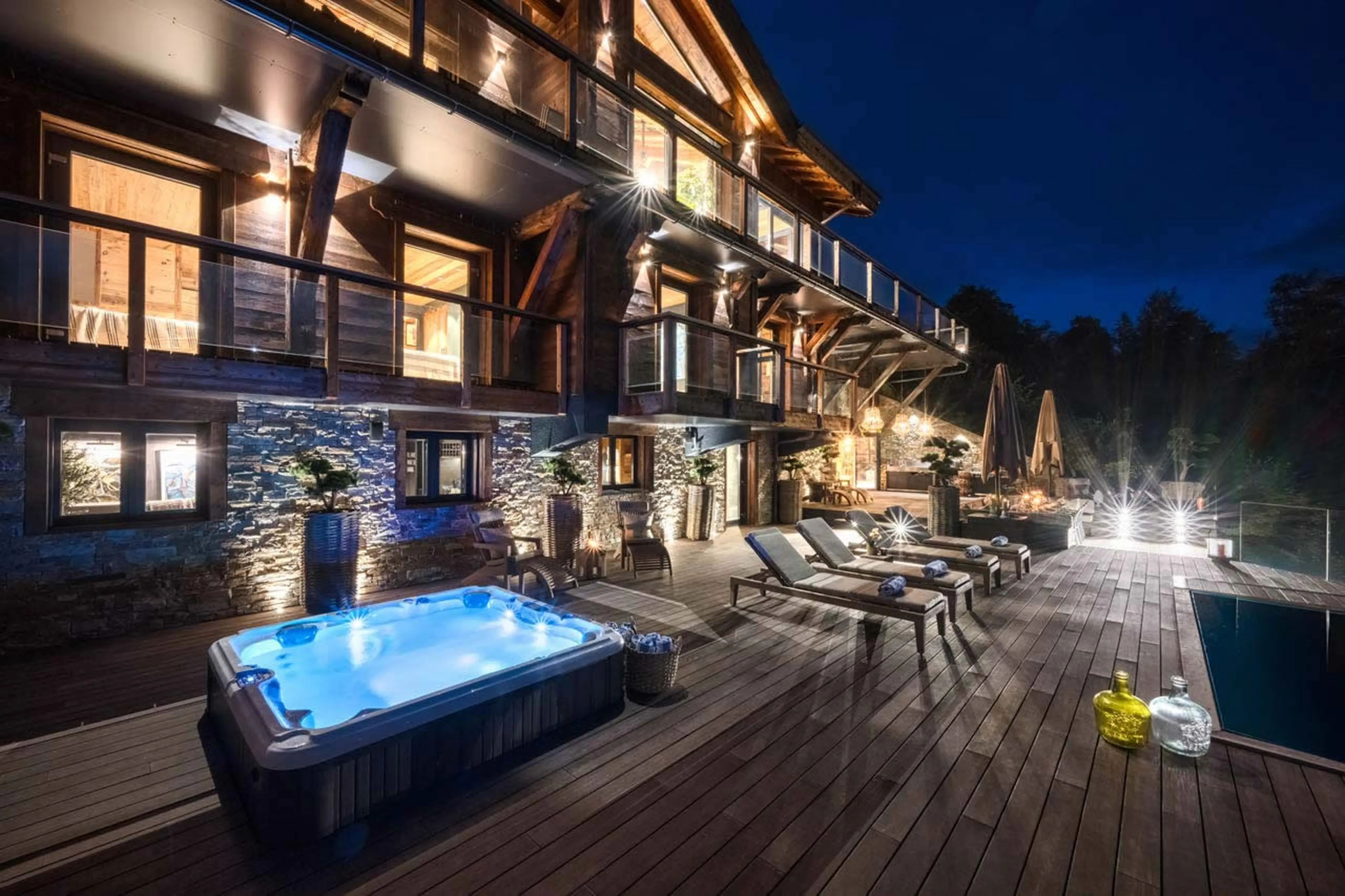Southwest-facing terrace at Chalet Mont Des Anges in Morzine