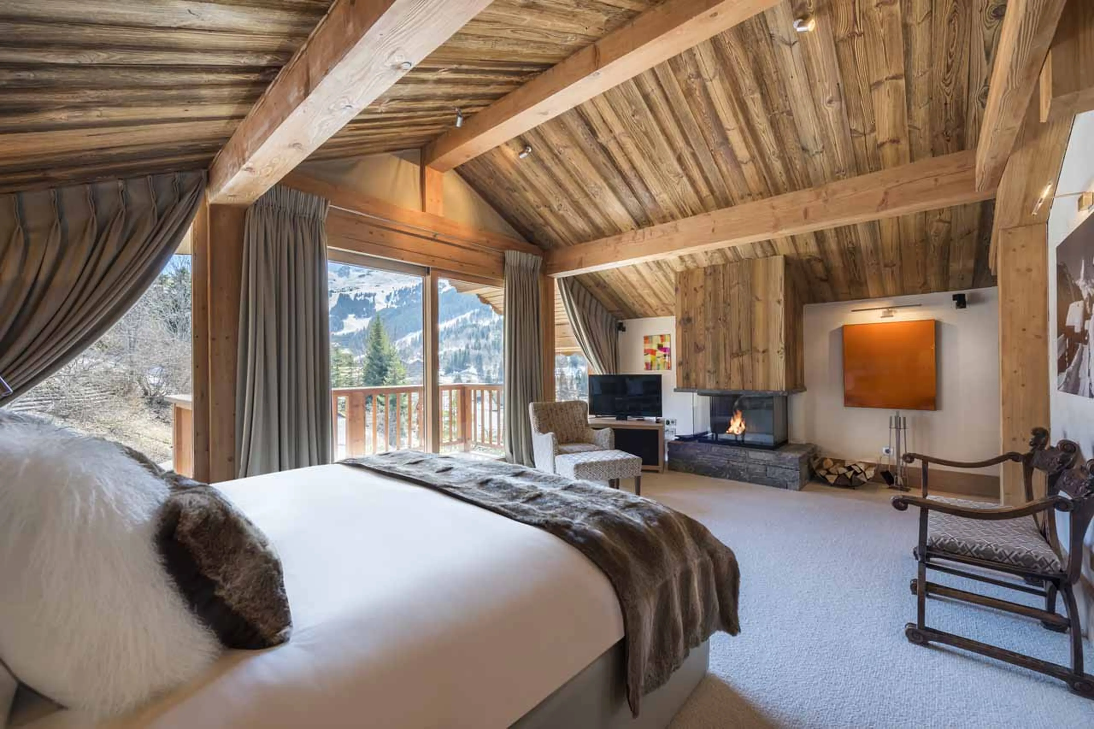 Master bedroom private balcony at Chalet Mont Tremblant in Meribel